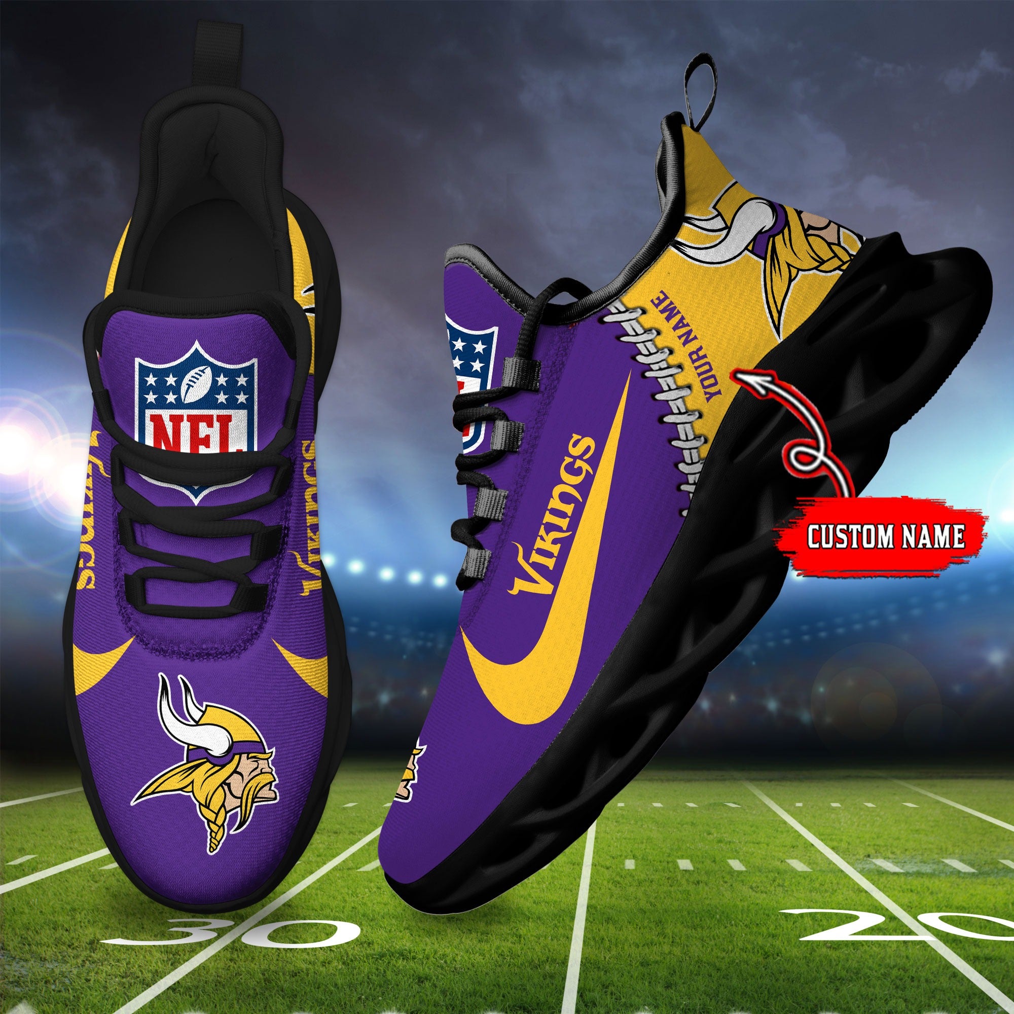 Personalized Minnesota Vikings NFL Max Soul Shoes Sneakers for Men And Women – NFL Football Fan Shoes, Team Sneakers - Image 3