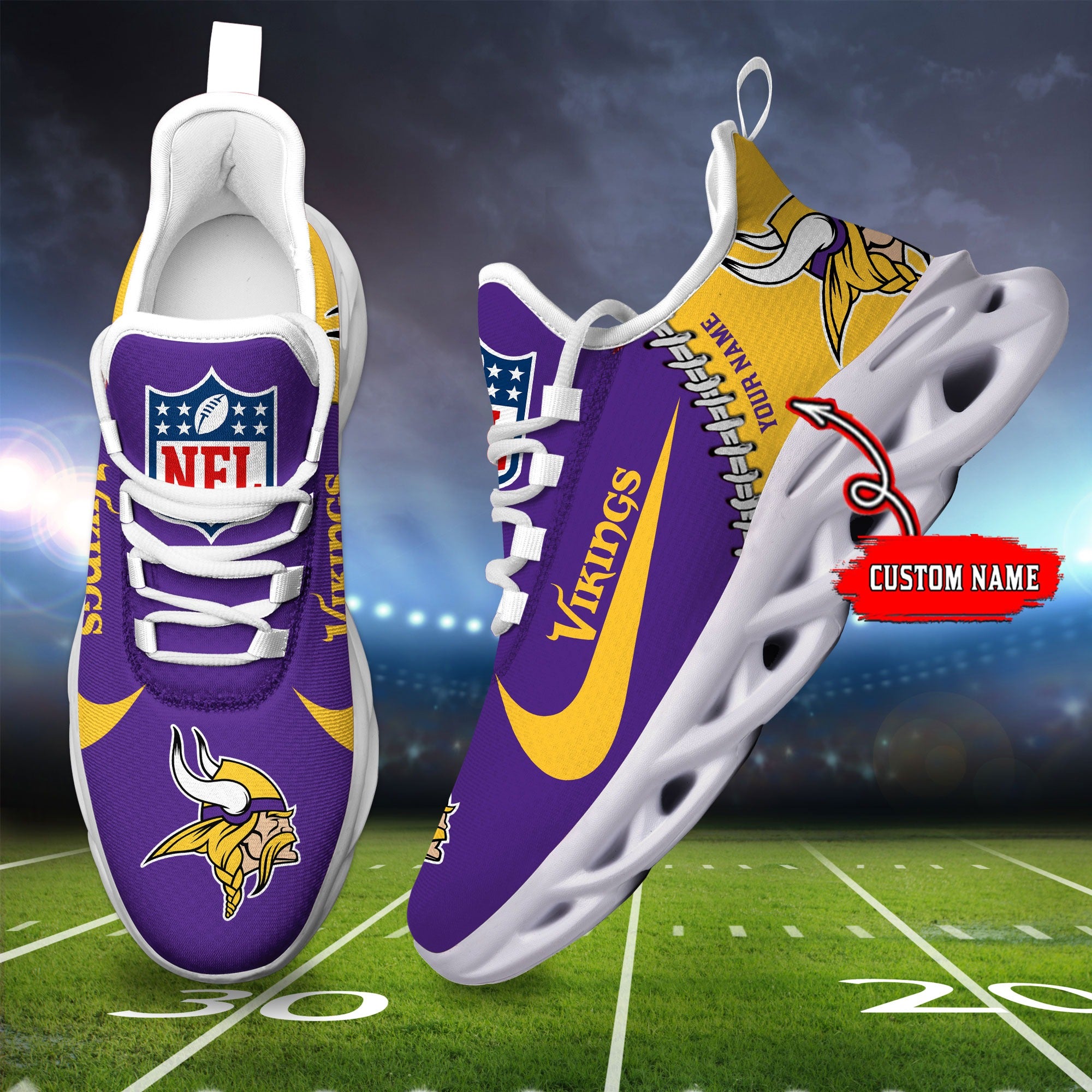 Personalized Minnesota Vikings NFL Max Soul Shoes Sneakers for Men And Women – NFL Football Fan Shoes, Team Sneakers - Image 4