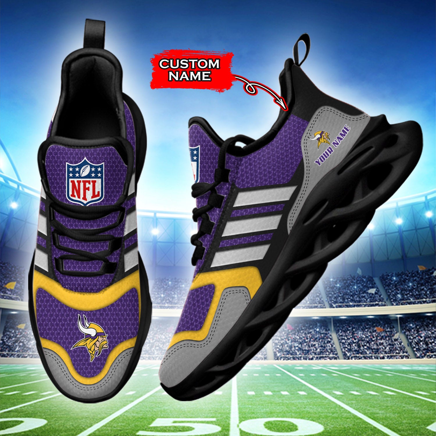 Personalized Minnesota Vikings NFL Max Soul Shoes Sneakers for Men And Women – NFL Football Fan Shoes, Team Sneakers - Image 3