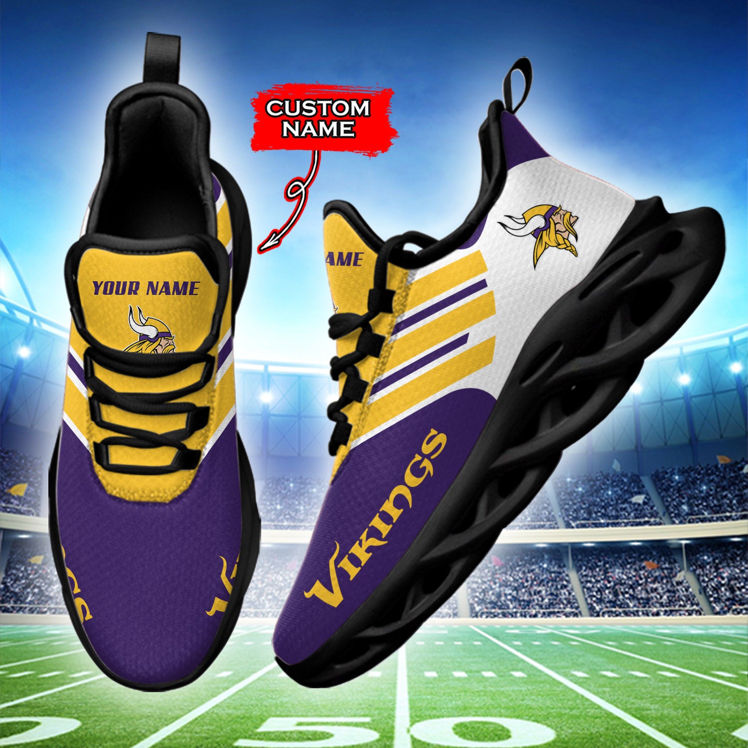 Personalized Minnesota Vikings NFL Max Soul Shoes Sneakers for Men And Women – NFL Football Fan Shoes, Team Sneakers - Image 3