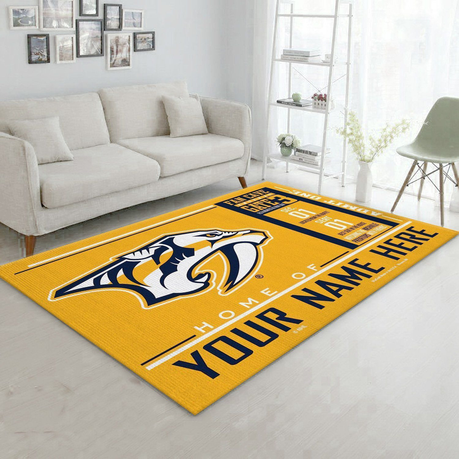 Personalized Nashville Predators Wincraft Personalized Rectangle Area Rug – Full Print Carpet For Living Room & Bedroom Home Decor