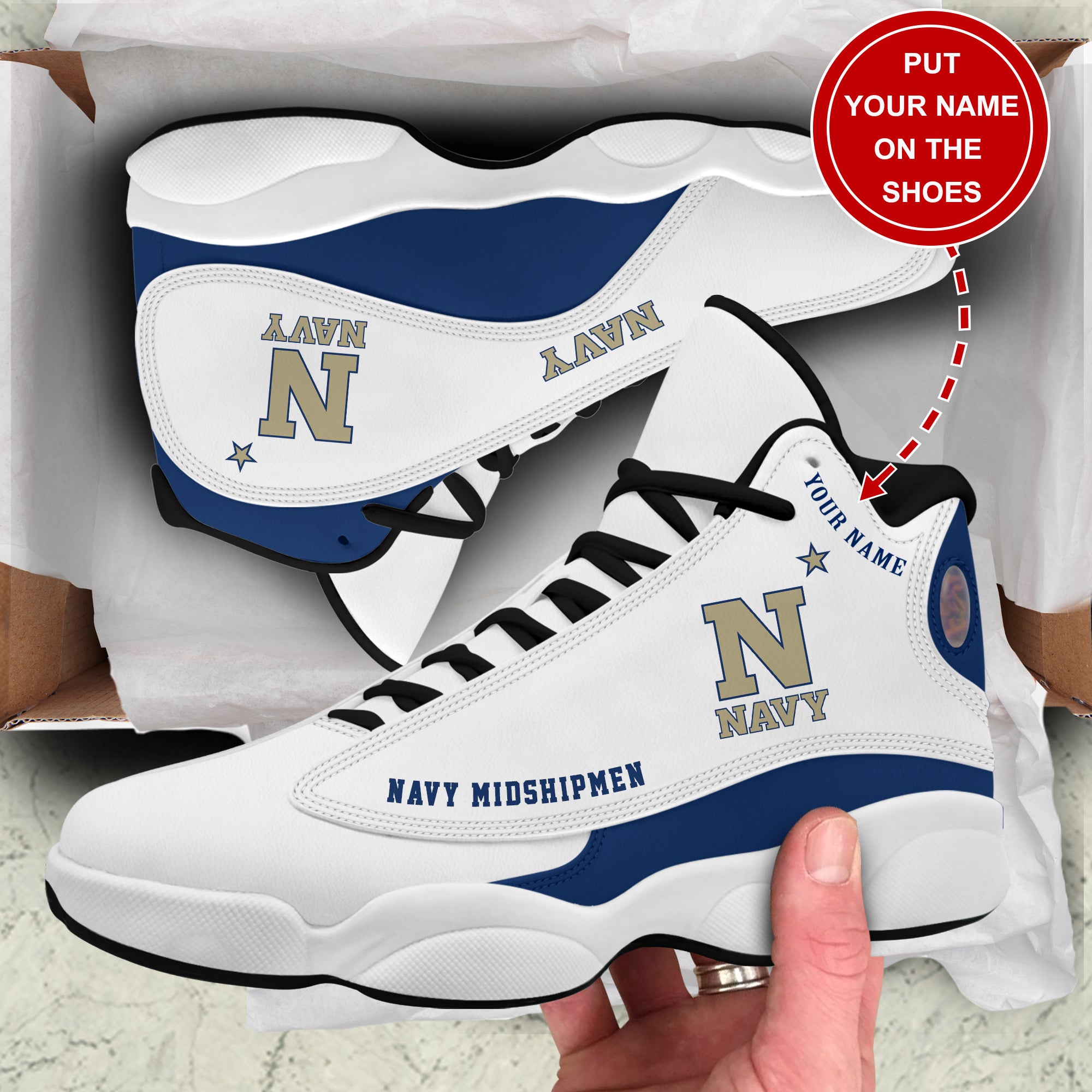 Personalized Navy Midshipmen JD13 Sneakers Shoes for Men & Women | Custom Fan Gift