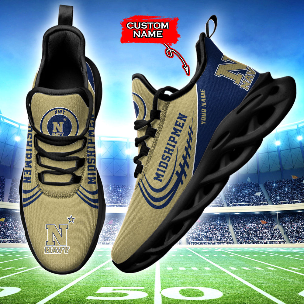 Personalized Navy Midshipmen NCAA Max Soul Shoes Sneakers for Men And Women – NCAA Fan Shoes, Team Sneakers - Image 3