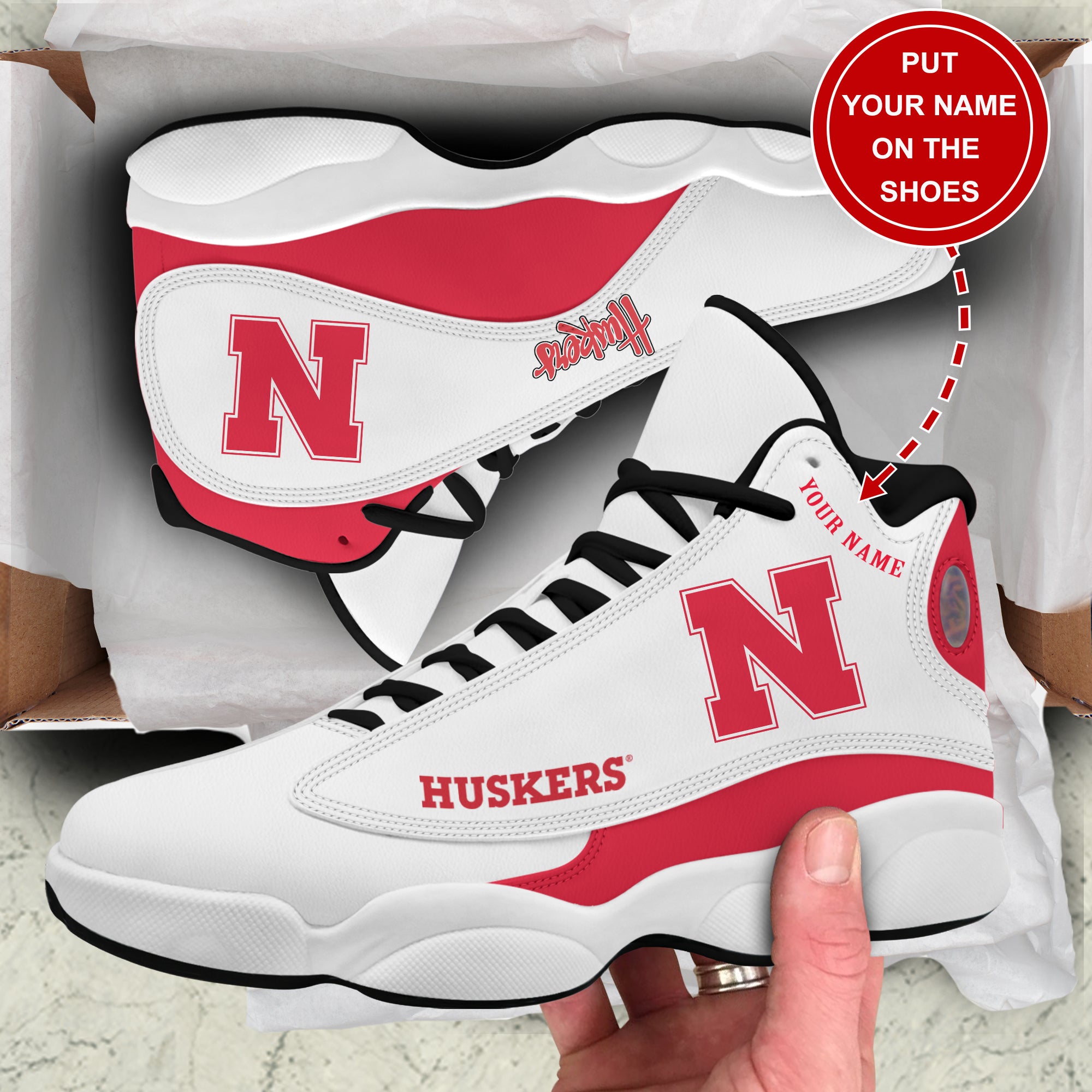 Personalized Nebraska Cornhuskers JD13 Sneakers Shoes for Men & Women | Custom Fan Gift