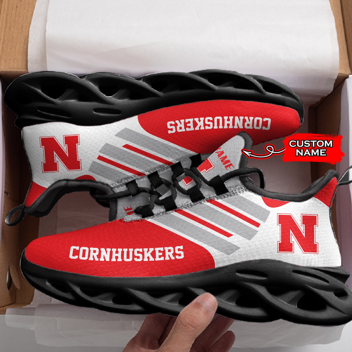 Personalized Nebraska Cornhuskers NCAA Max Soul Shoes Sneakers for Men And Women – NCAA Fan Shoes, Team Sneakers - Image 4
