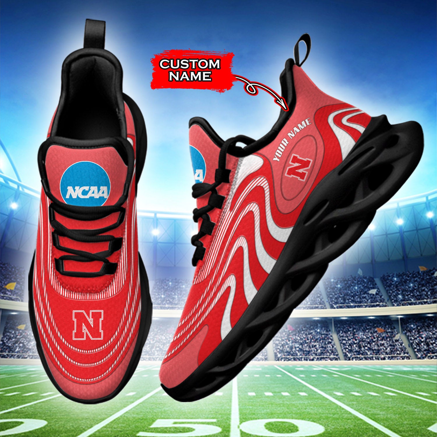 Personalized Nebraska Cornhuskers NCAA Max Soul Shoes Sneakers for Men And Women – NCAA Fan Shoes, Team Sneakers - Image 3