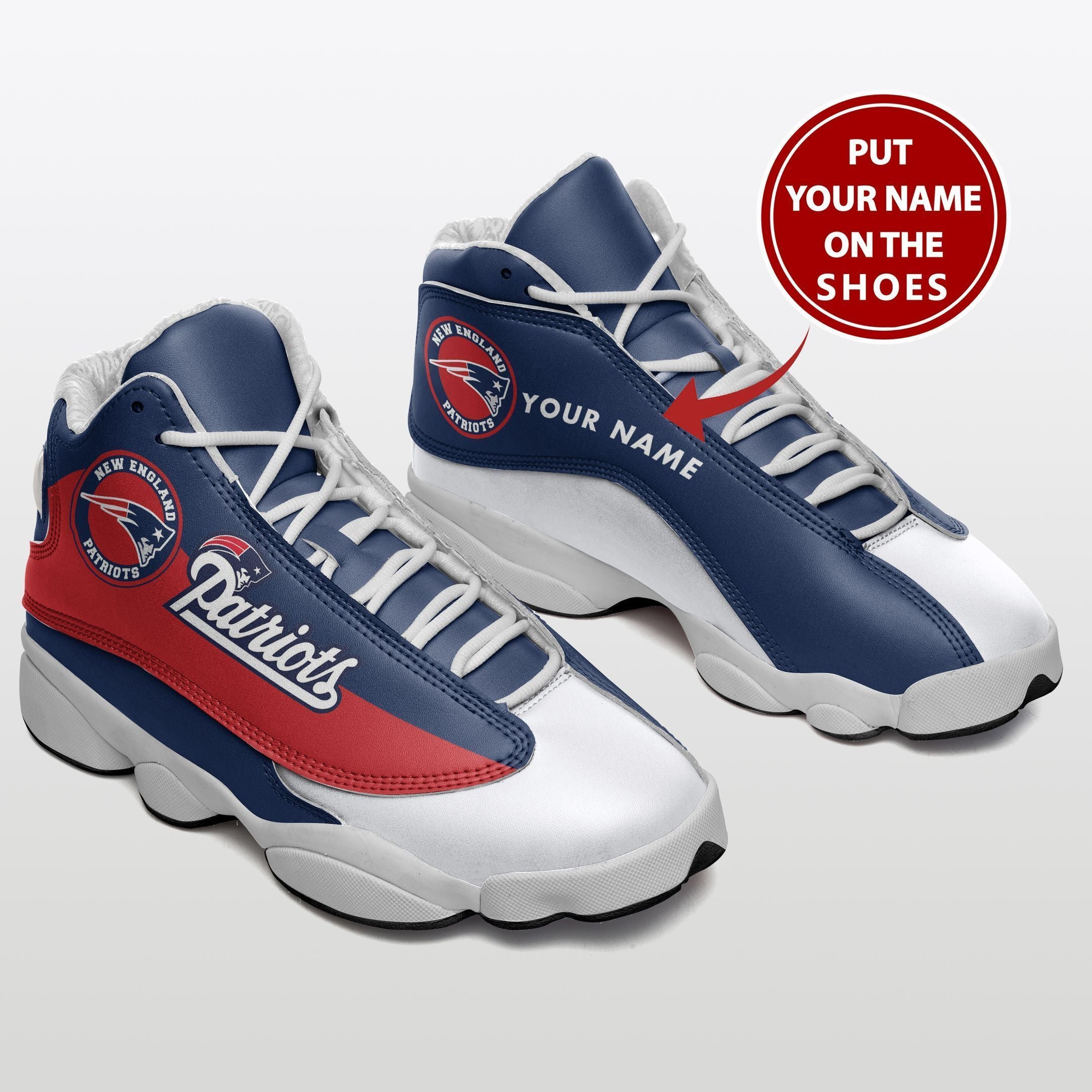 Personalized New England Patriots NFL JD13 Sneakers Shoes for Men & Women | Custom Fan Gift