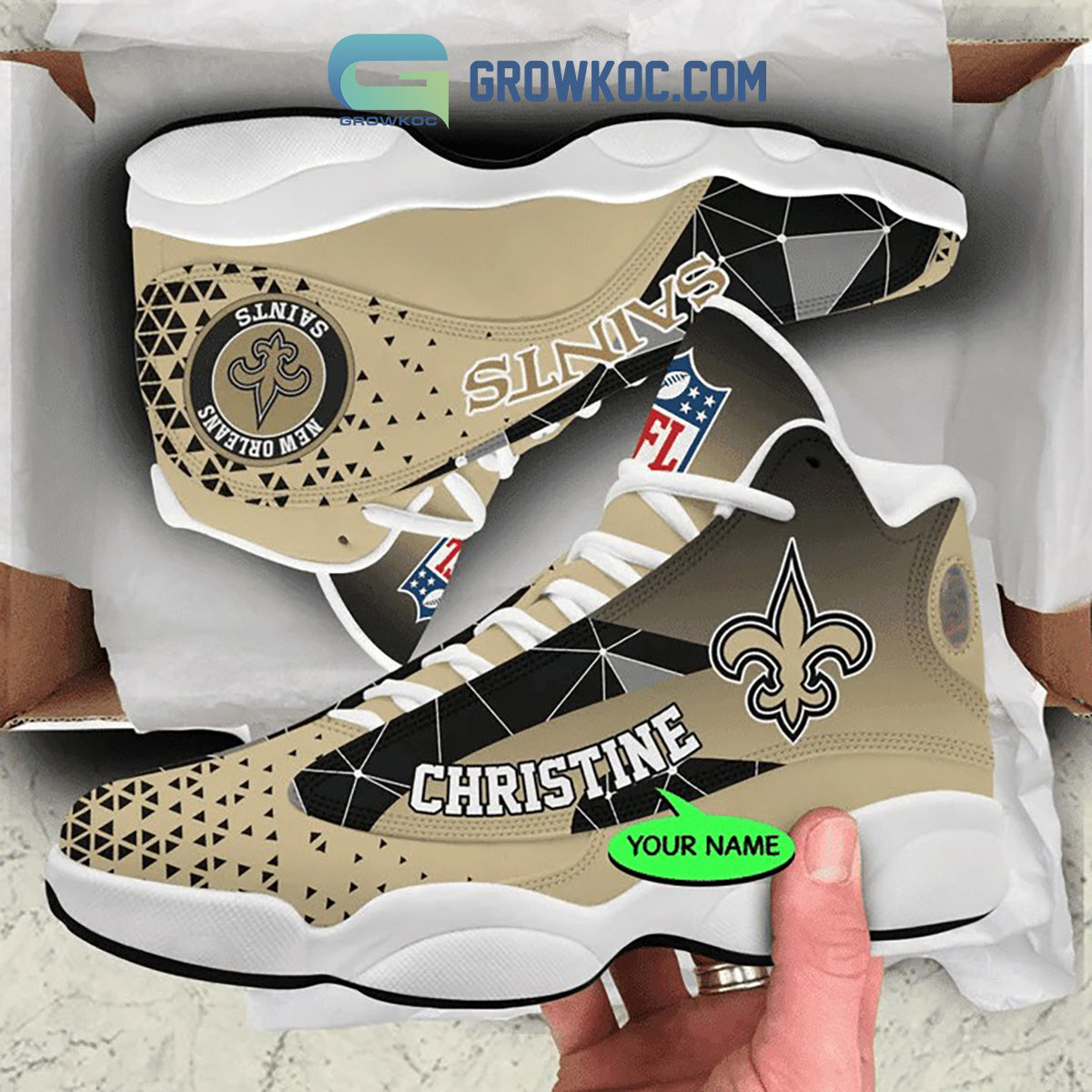 Personalized New Orleans Saints JD13 Sneakers Shoes for Men & Women | Custom Fan Gift
