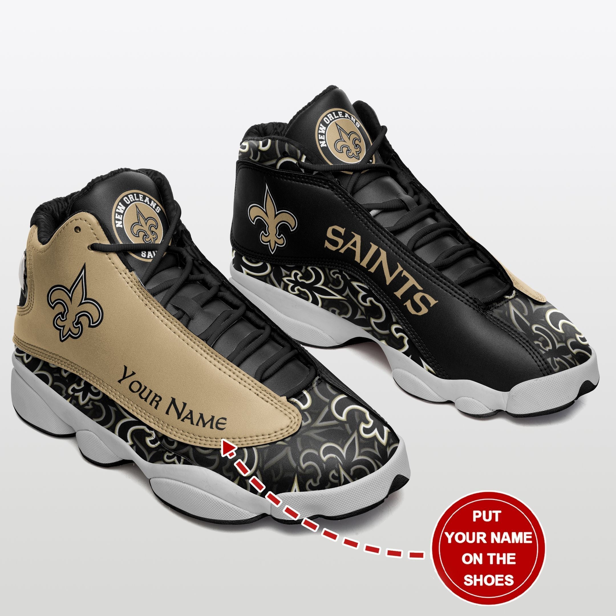 Personalized New Orleans Saints NFL JD13 Sneakers Shoes for Men & Women | Custom Fan Gift