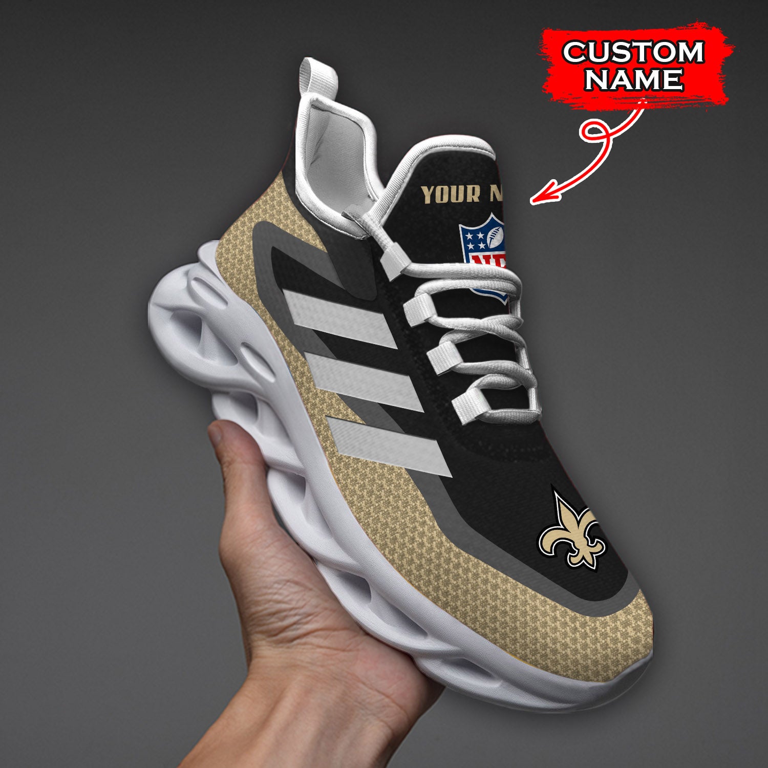 Personalized New Orleans Saints NFL Max Soul Shoes Sneakers for Men And Women – NFL Football Fan Shoes, Team Sneakers