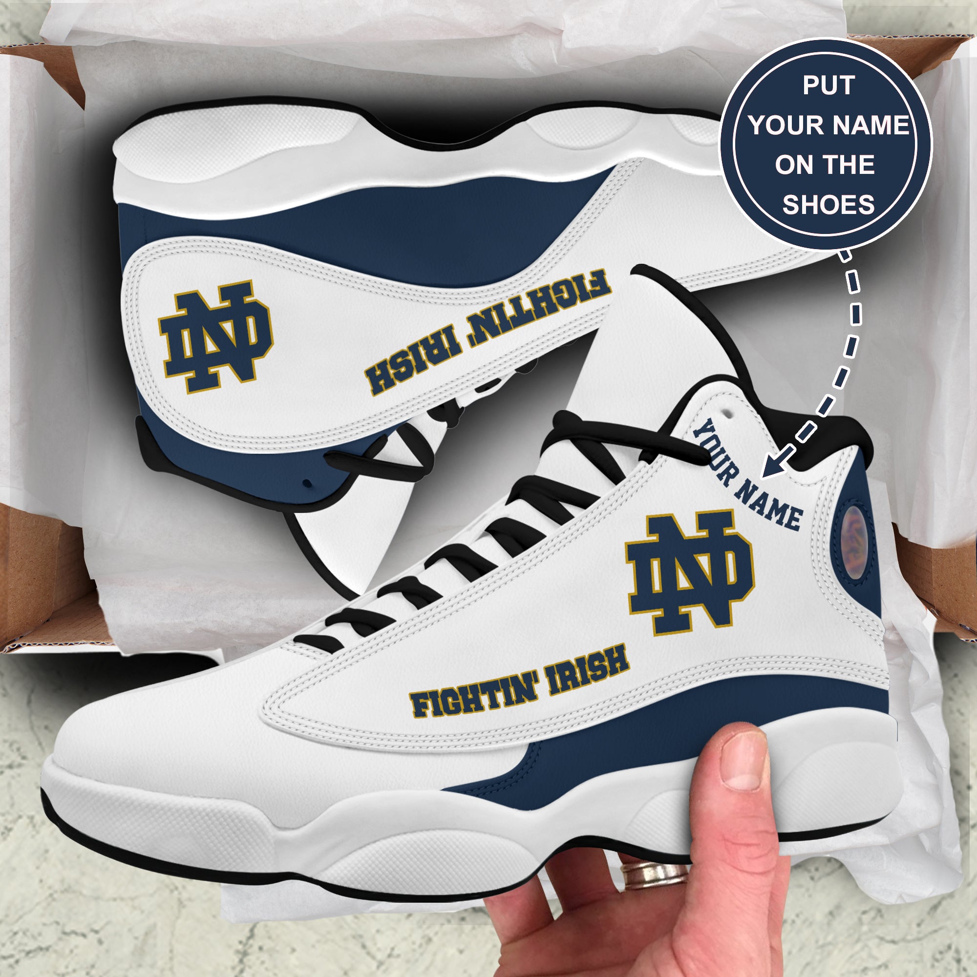 Personalized Notre Dame Fighting Irish JD13 Sneakers Shoes for Men & Women | Custom Fan Gift