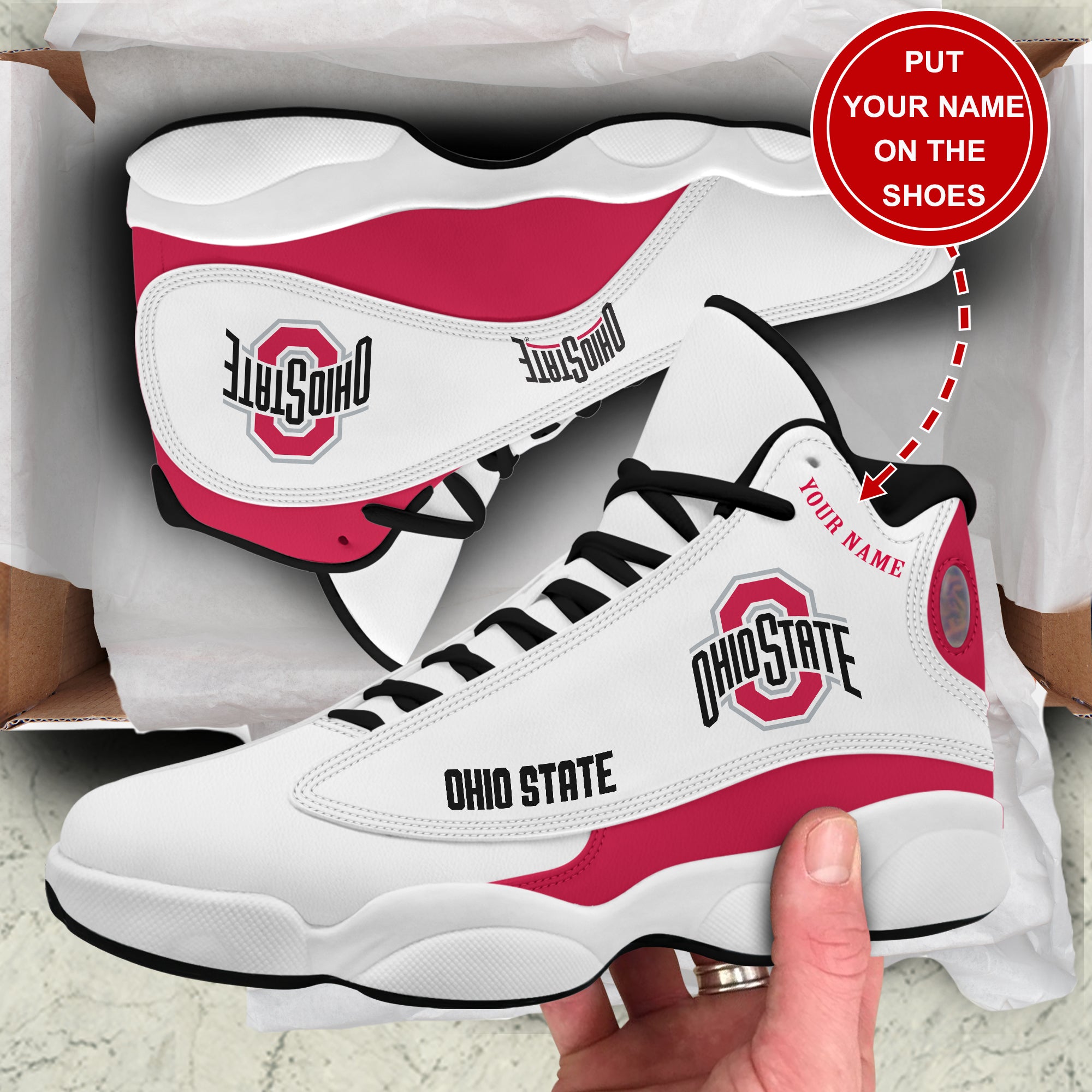 Personalized Ohio State Buckeyes JD13 Sneakers Shoes for Men & Women | Custom Fan Gift