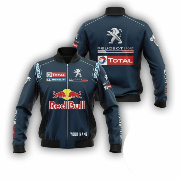 Personalized Peugeot Total Racing Red Bull Bomber Jacket | Streetwear Jacket for Men & Women | Fan Gift