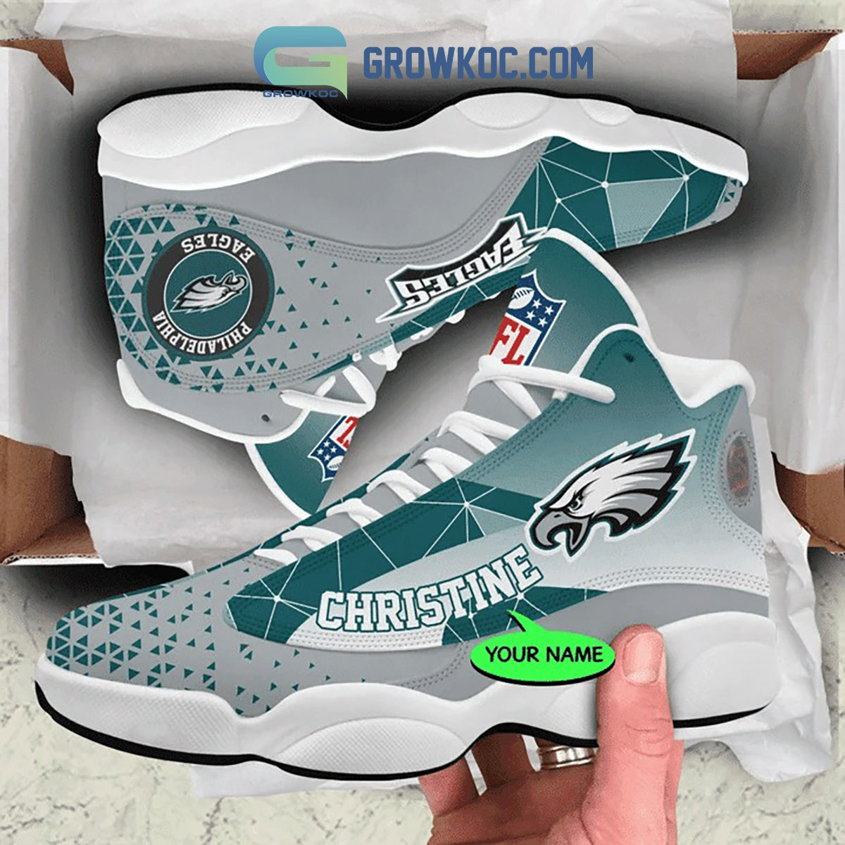Personalized Philadelphia Eagles JD13 Sneakers Shoes for Men & Women | Custom Fan Gift