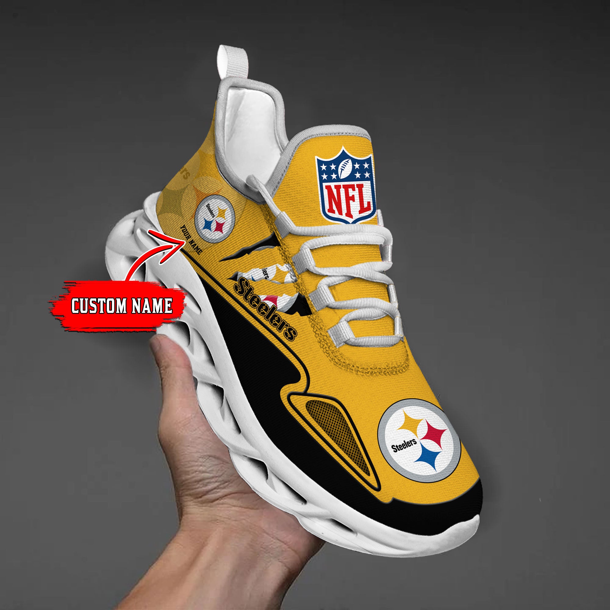 Personalized Pittsburgh Steelers Max Soul Shoes Sneakers for Men And Women – NFL Football Fan Shoes, Team Sneakers