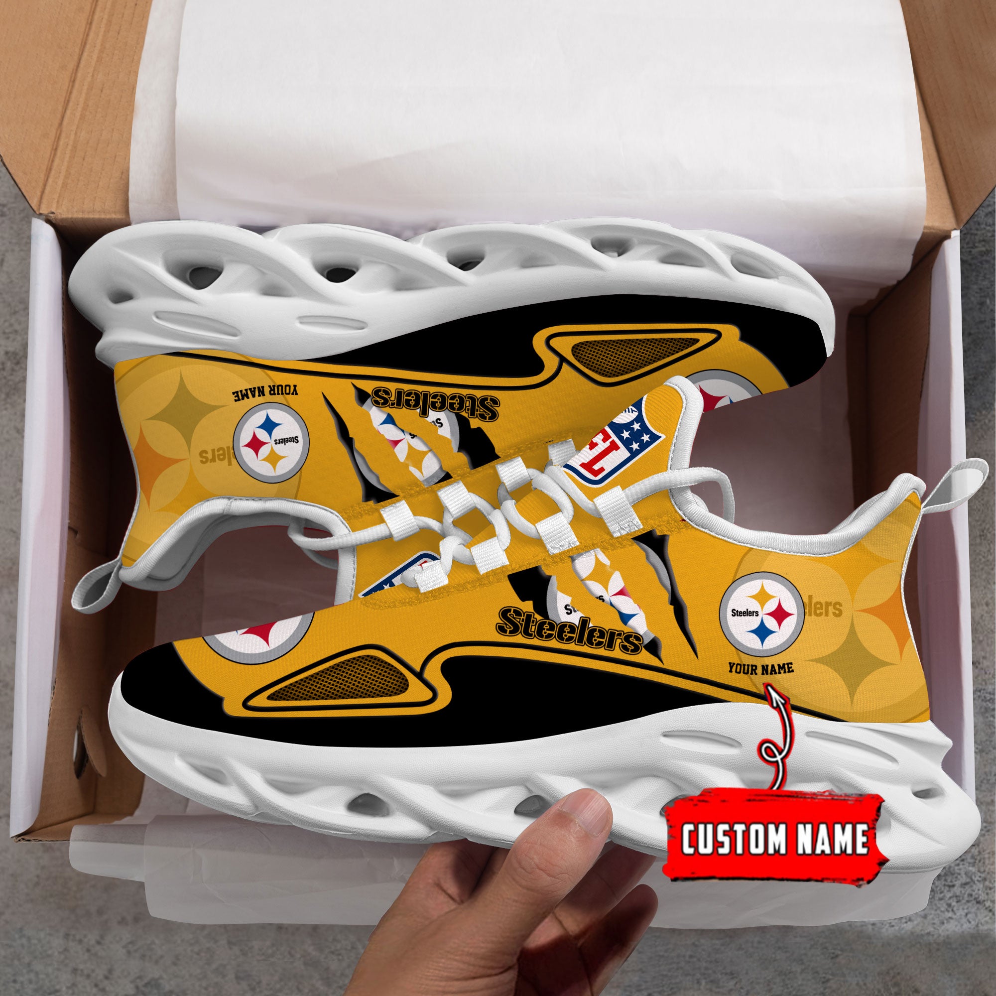 Personalized Pittsburgh Steelers Max Soul Shoes Sneakers for Men And Women – NFL Football Fan Shoes, Team Sneakers - Image 6