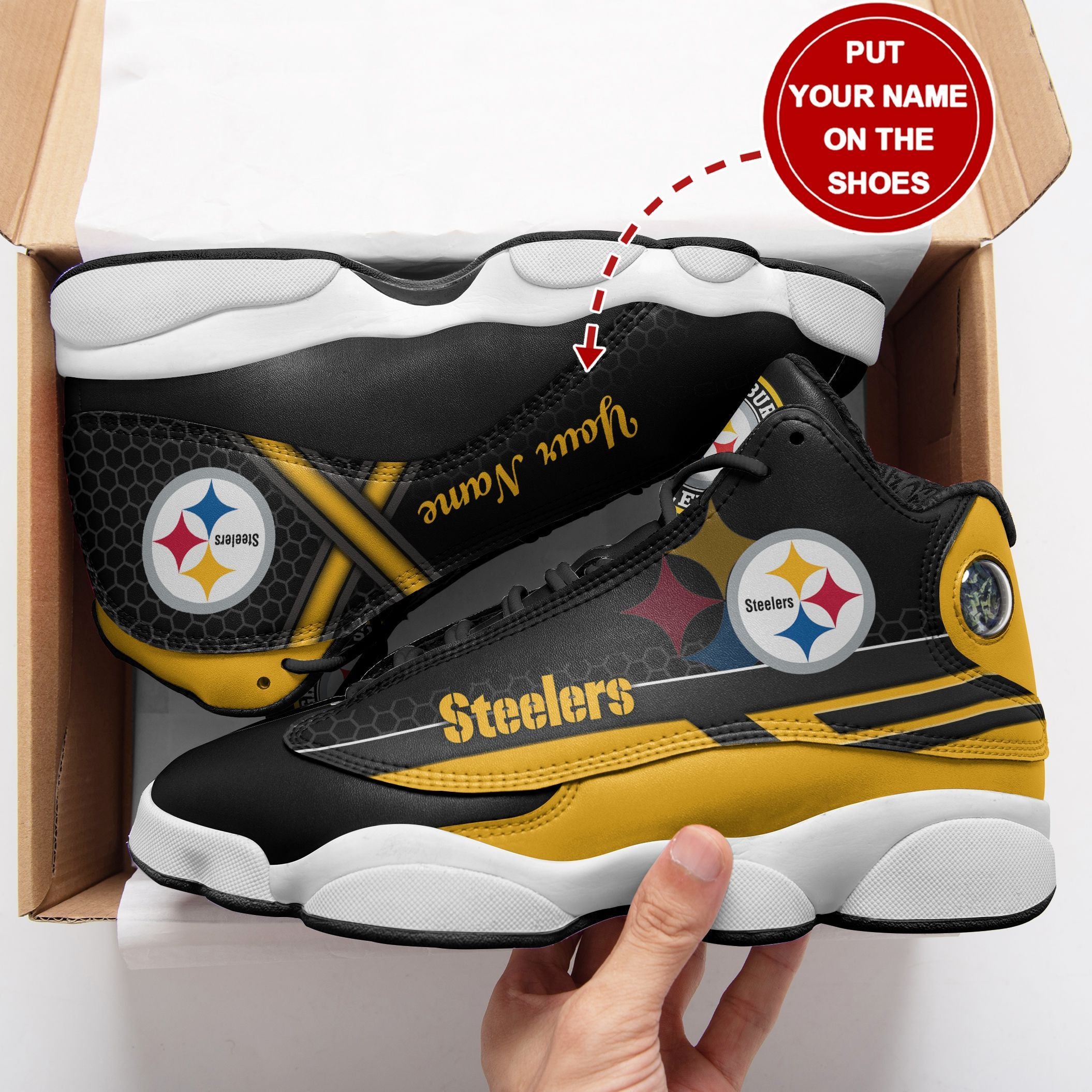 Personalized Pittsburgh Steelers NFL JD13 Sneakers Shoes for Men & Women | Custom Fan Gift
