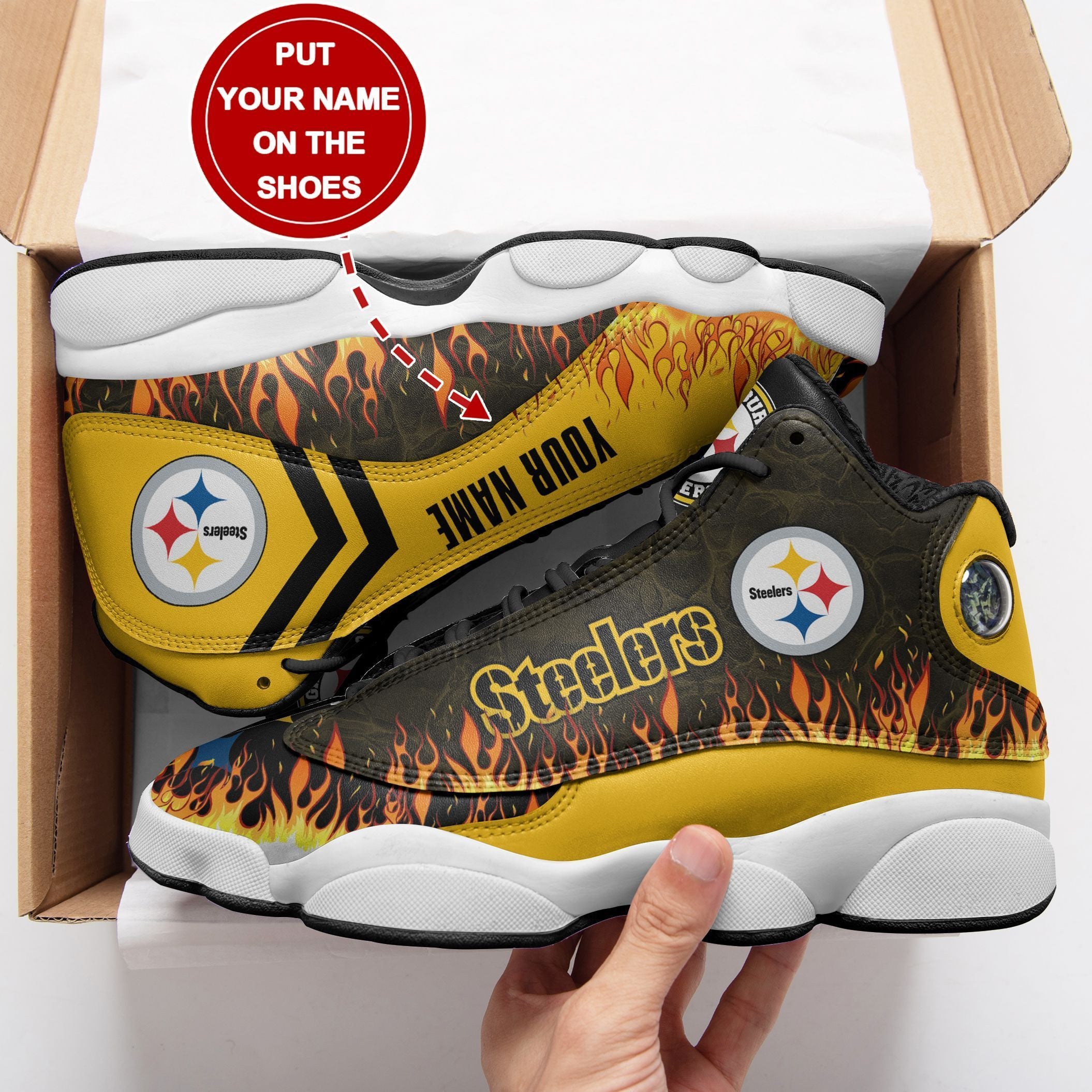 Personalized Pittsburgh Steelers NFL JD13 Sneakers Shoes for Men & Women | Custom Fan Gift