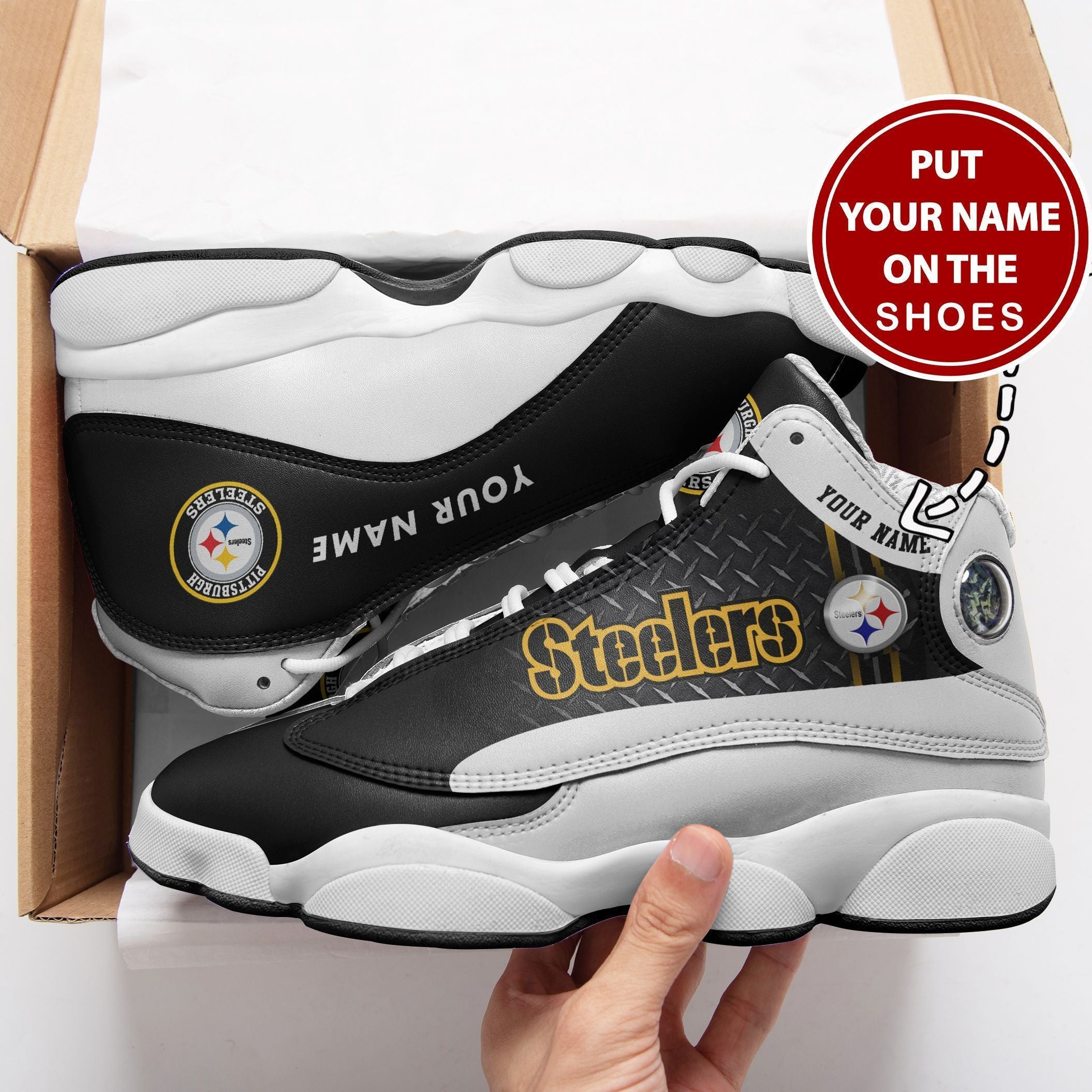 Personalized Pittsburgh Steelers NFL JD13 Sneakers Shoes for Men & Women | Custom Fan Gift