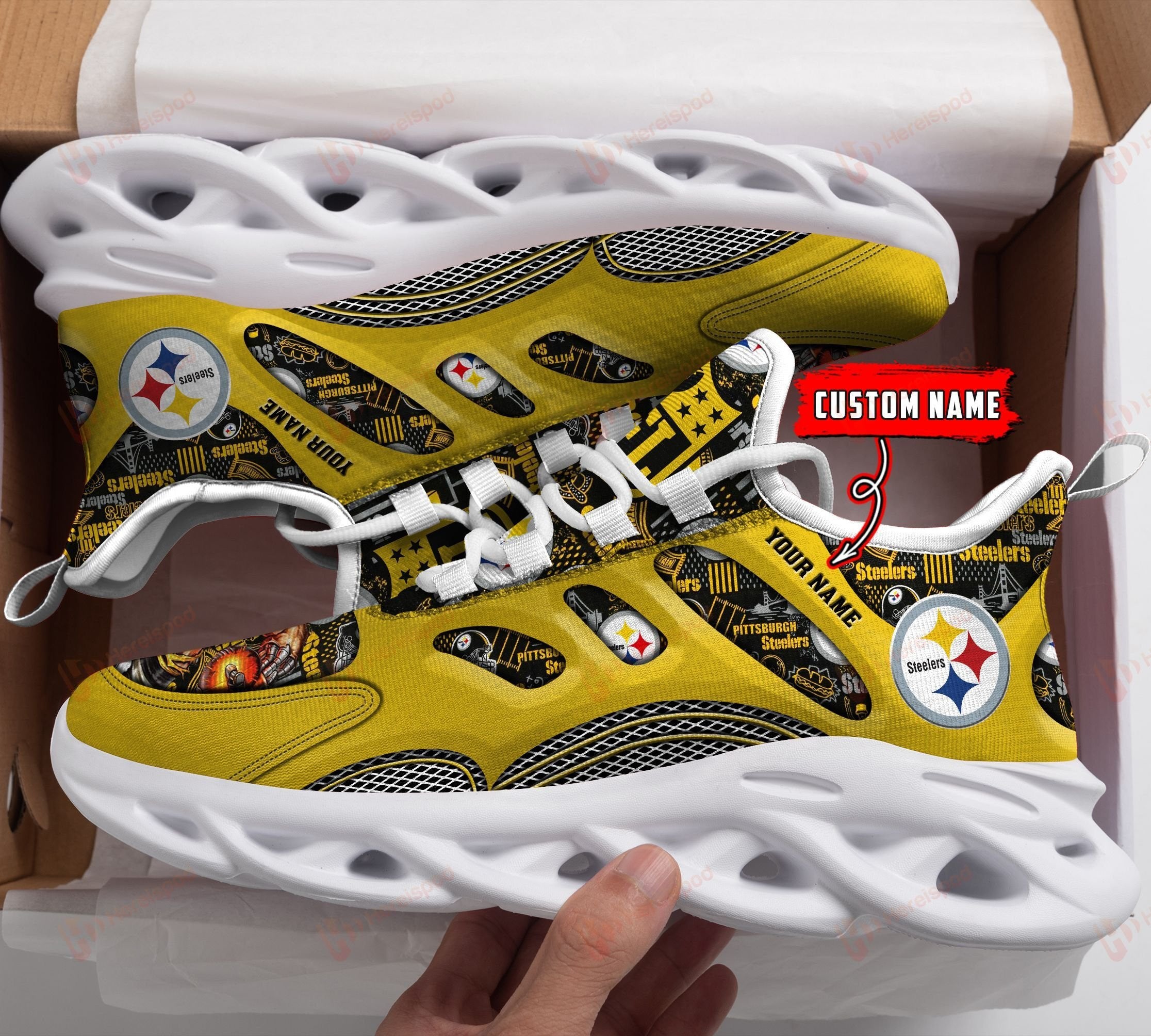 Personalized Pittsburgh Steelers NFL Max Soul Shoes Sneakers for Men And Women – NFL Football Fan Shoes, Team Sneakers