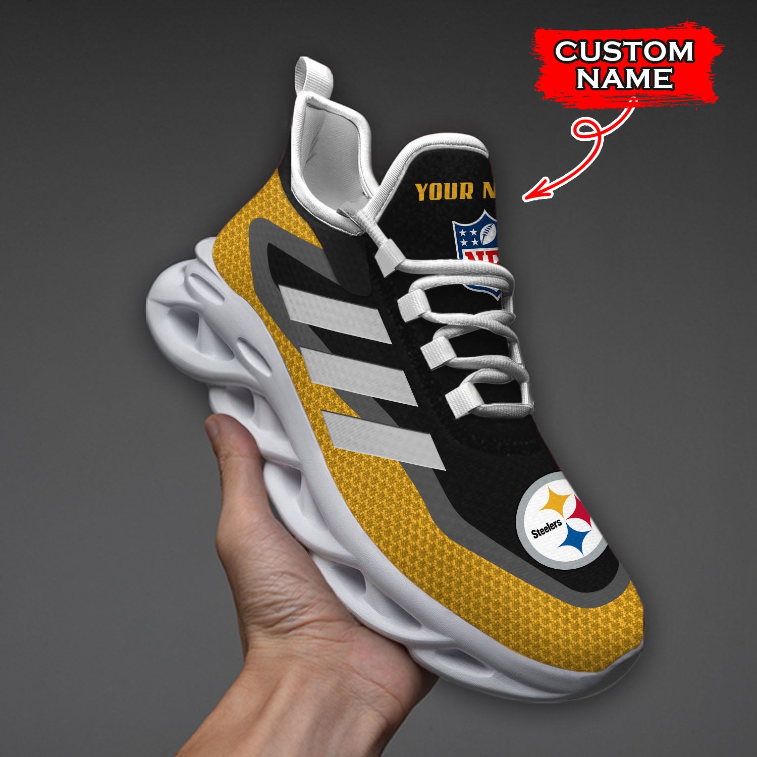 Personalized Pittsburgh Steelers NFL Max Soul Shoes Sneakers for Men And Women – NFL Football Fan Shoes, Team Sneakers
