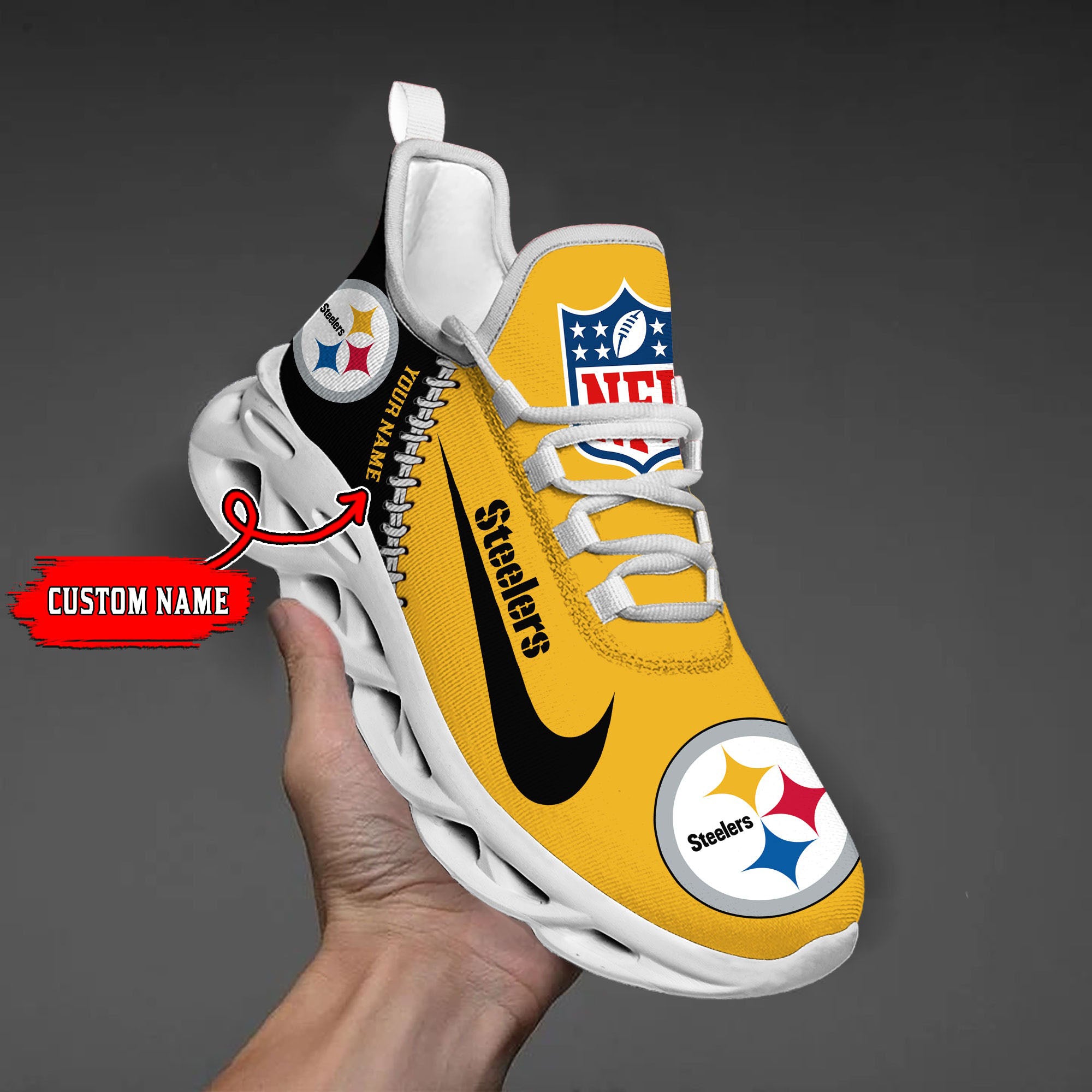 Personalized Pittsburgh Steelers NFL Max Soul Shoes Sneakers for Men And Women – NFL Football Fan Shoes, Team Sneakers