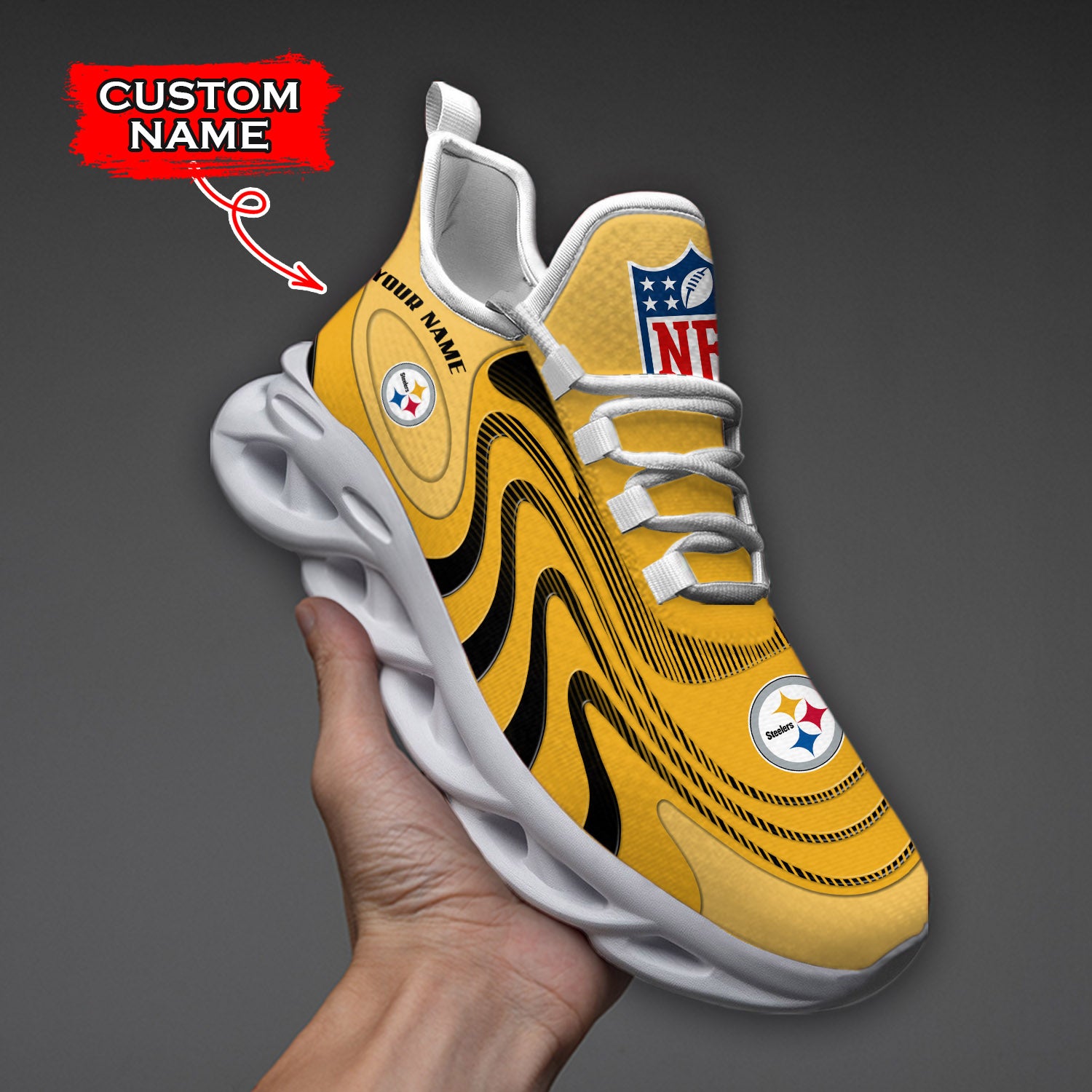 Personalized Pittsburgh Steelers NFL Max Soul Shoes Sneakers for Men And Women – NFL Football Fan Shoes, Team Sneakers