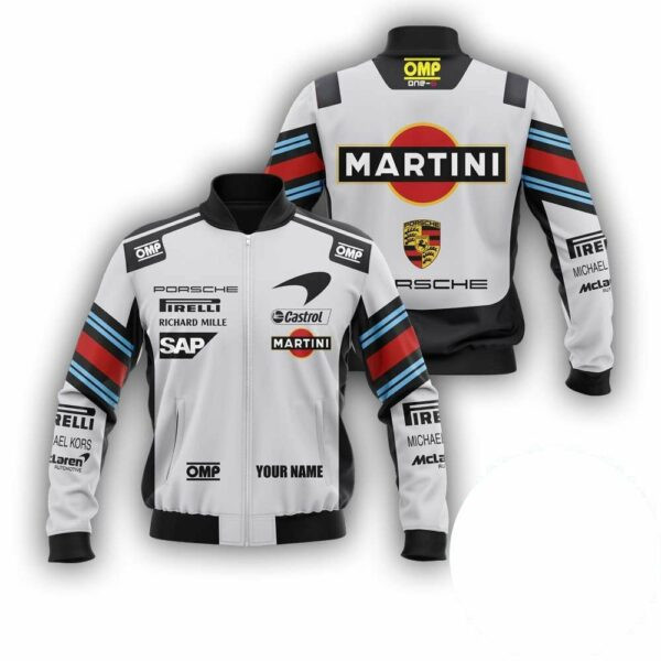 Personalized Porsche Martini Racing Bomber Jacket | Automotive Jacket for Men & Women | Car Fan Gift