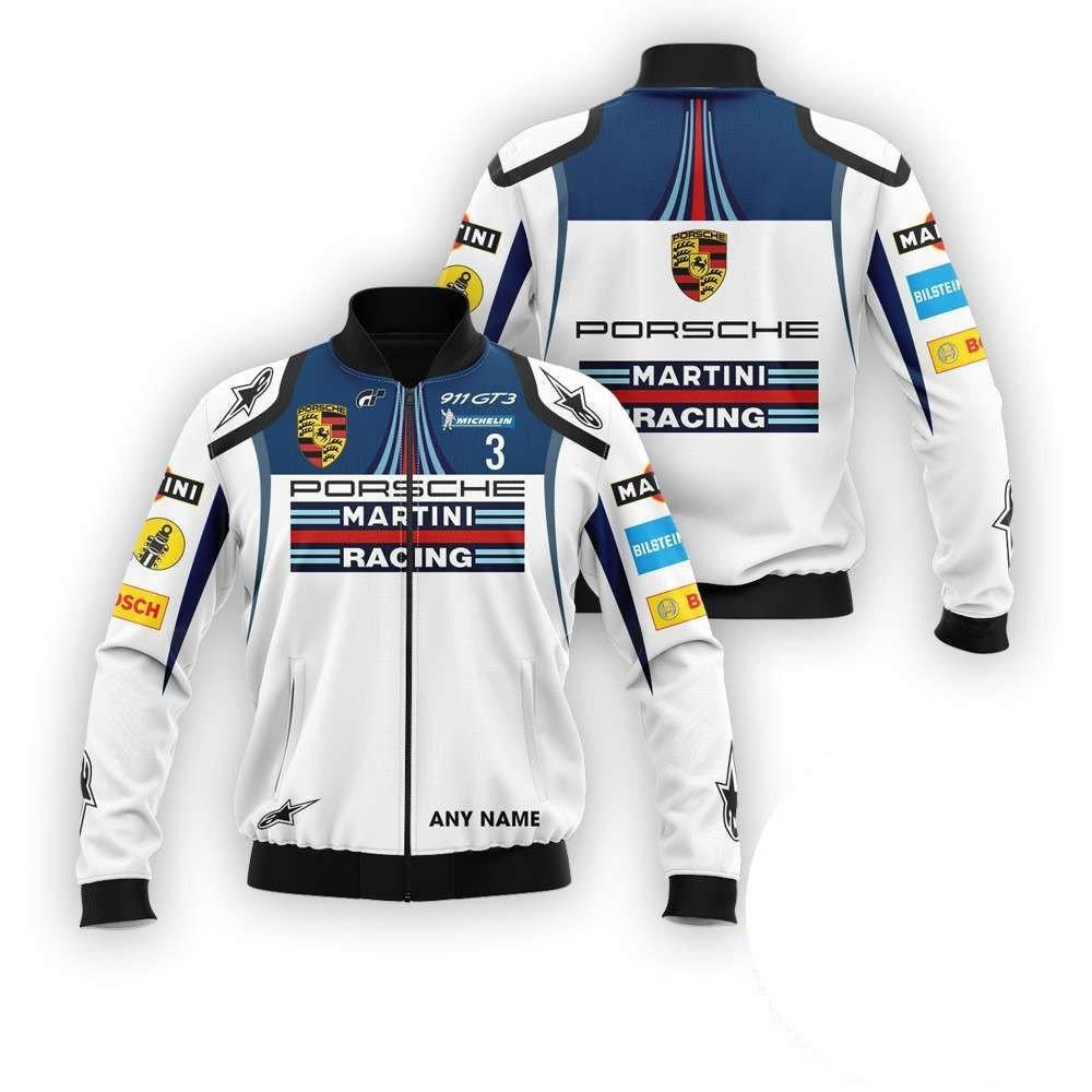 Personalized Porsche Martini Racing Bosch Bomber Jacket | Motorsport Racing Jacket for Men & Women | Racing Fan Gift