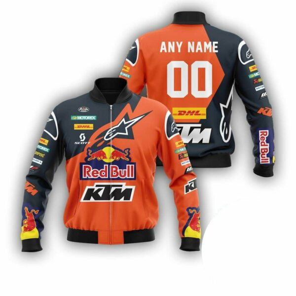Personalized Red Bull Ktm Factory Racing Bomber Jacket | Motorsport Racing Jacket for Men & Women | Racing Fan Gift