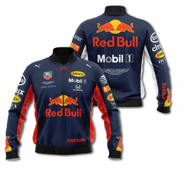 Personalized Red Bull Racing MOBIL1 Aston Martin Bomber Jacket | Streetwear Jacket for Men & Women | Fan Gift