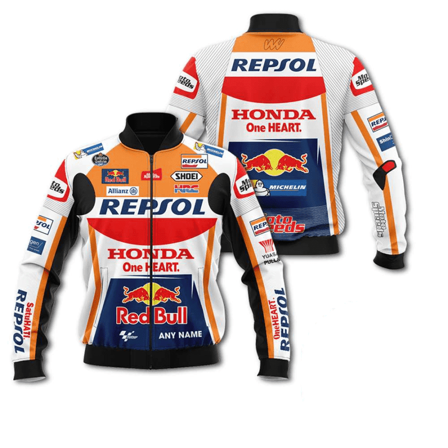 Personalized Repsol Honda Motogp Racing Red Bull Bomber Jacket | Motorsport Racing Jacket for Men & Women | Racing Fan Gift