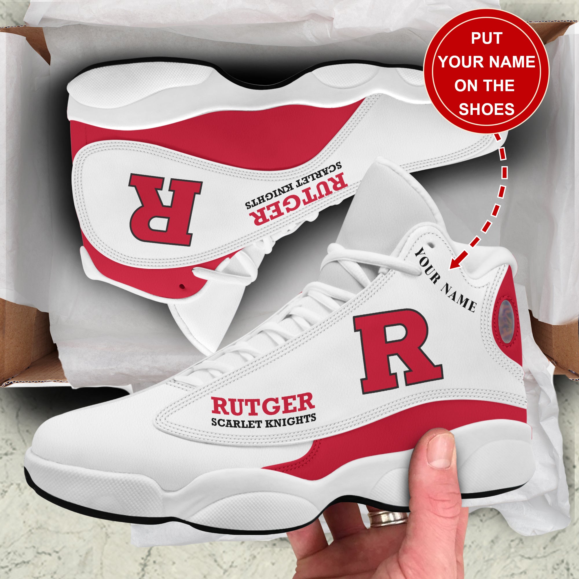 Personalized Rutgers Scarlet Knights JD13 Sneakers Shoes for Men & Women | Custom Fan Gift