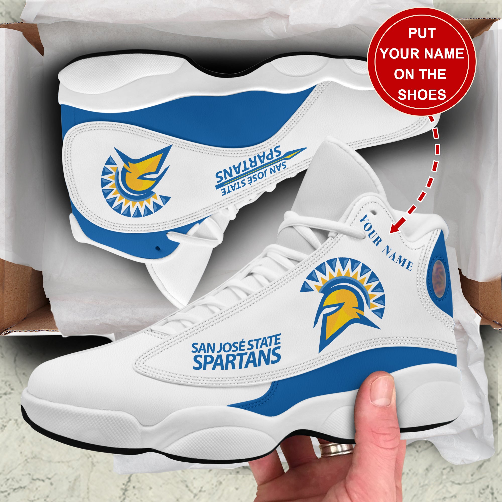 Personalized San Jose State Spartans JD13 Sneakers Shoes for Men & Women | Custom Fan Gift