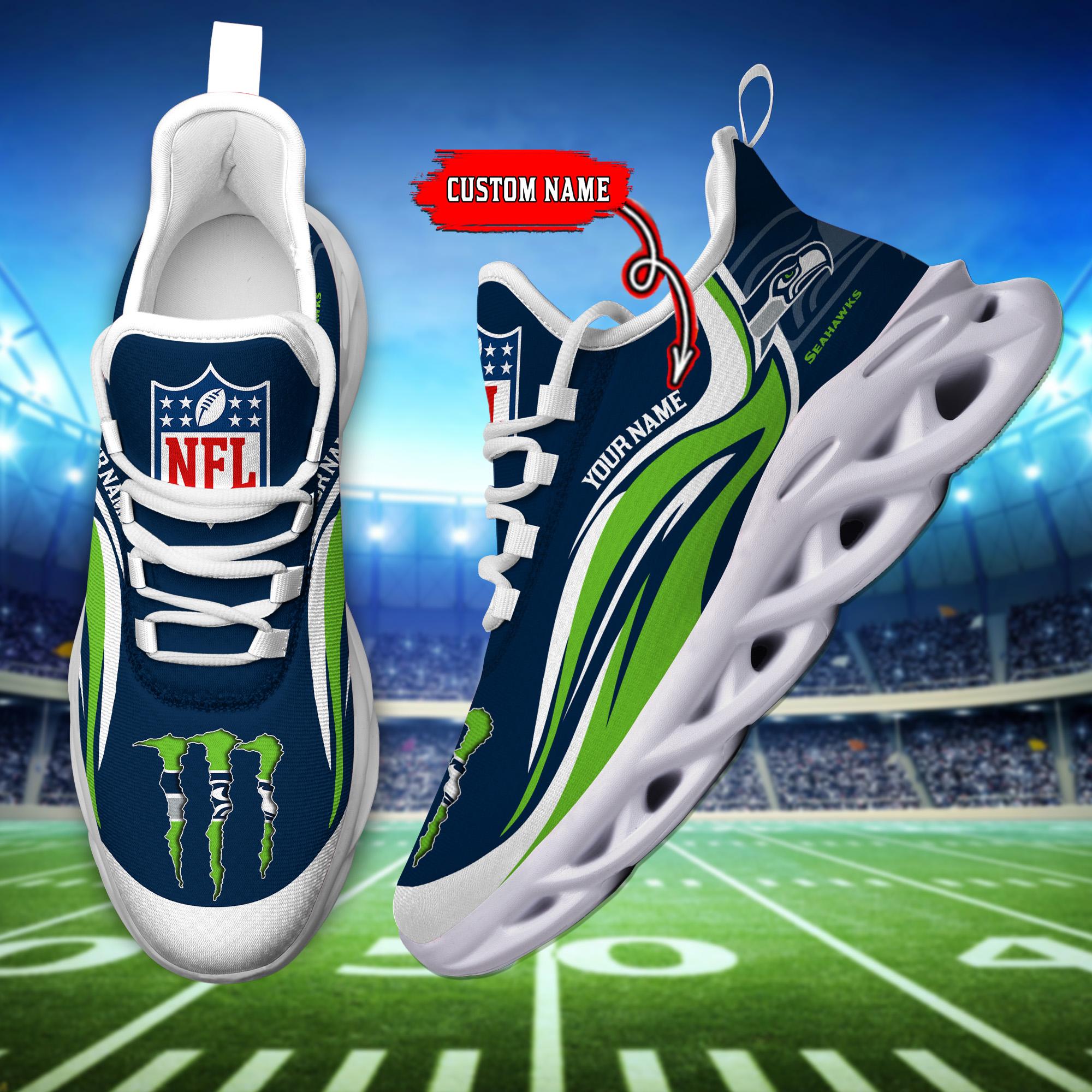 Personalized Seattle Seahawks Max Soul Shoes Sneakers for Men And Women – NFL Football Fan Shoes, Team Sneakers