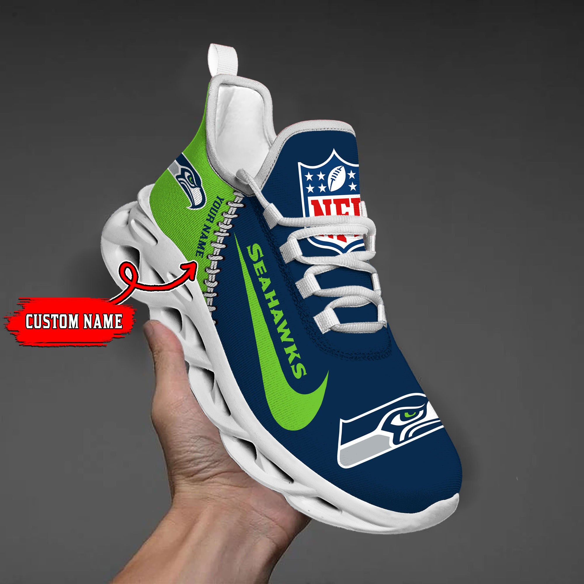 Personalized Seattle Seahawks NFL Max Soul Shoes Sneakers for Men And Women – NFL Football Fan Shoes, Team Sneakers