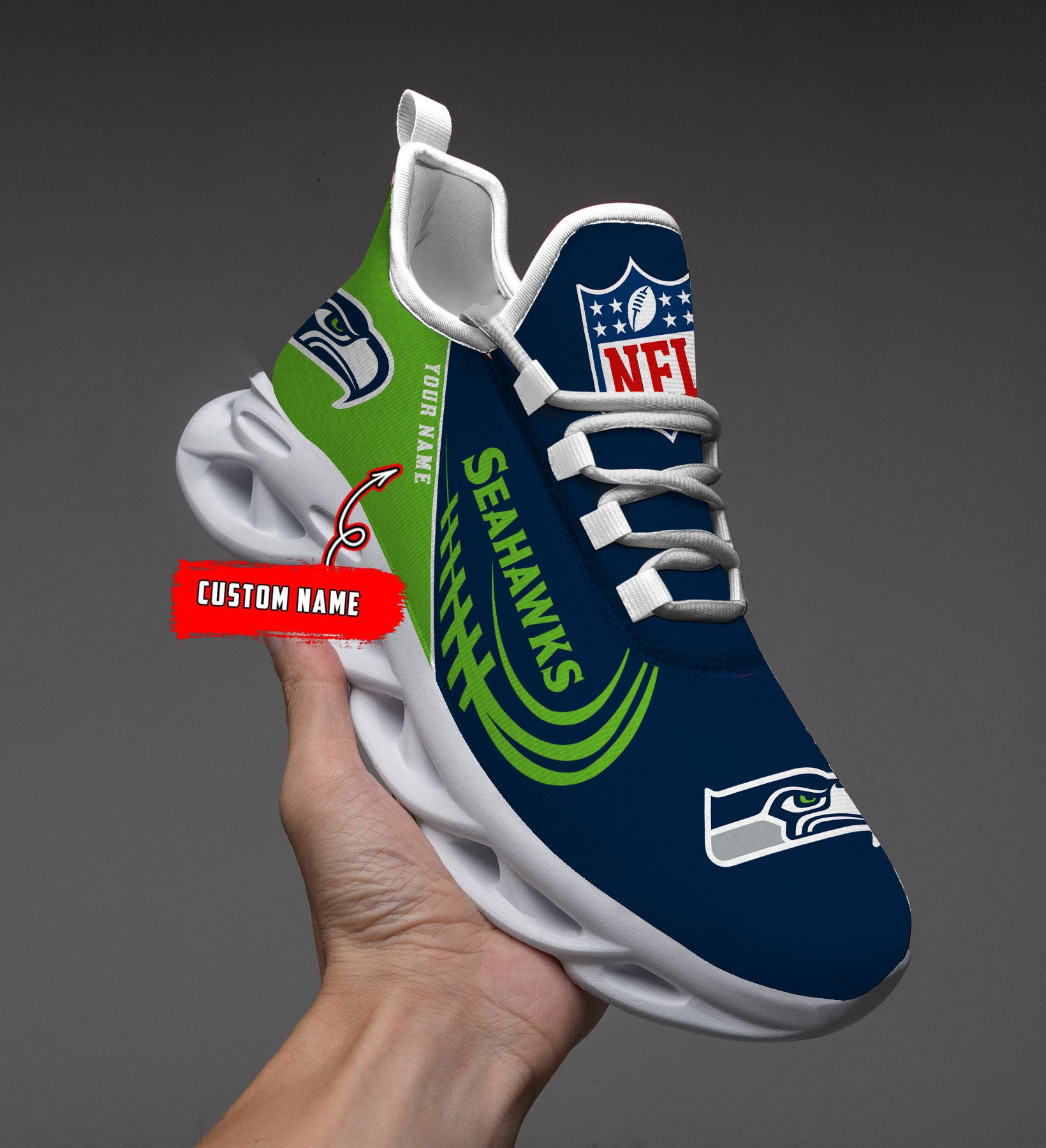 Personalized Seattle Seahawks NFL Max Soul Shoes Sneakers for Men And Women – NFL Football Fan Shoes, Team Sneakers