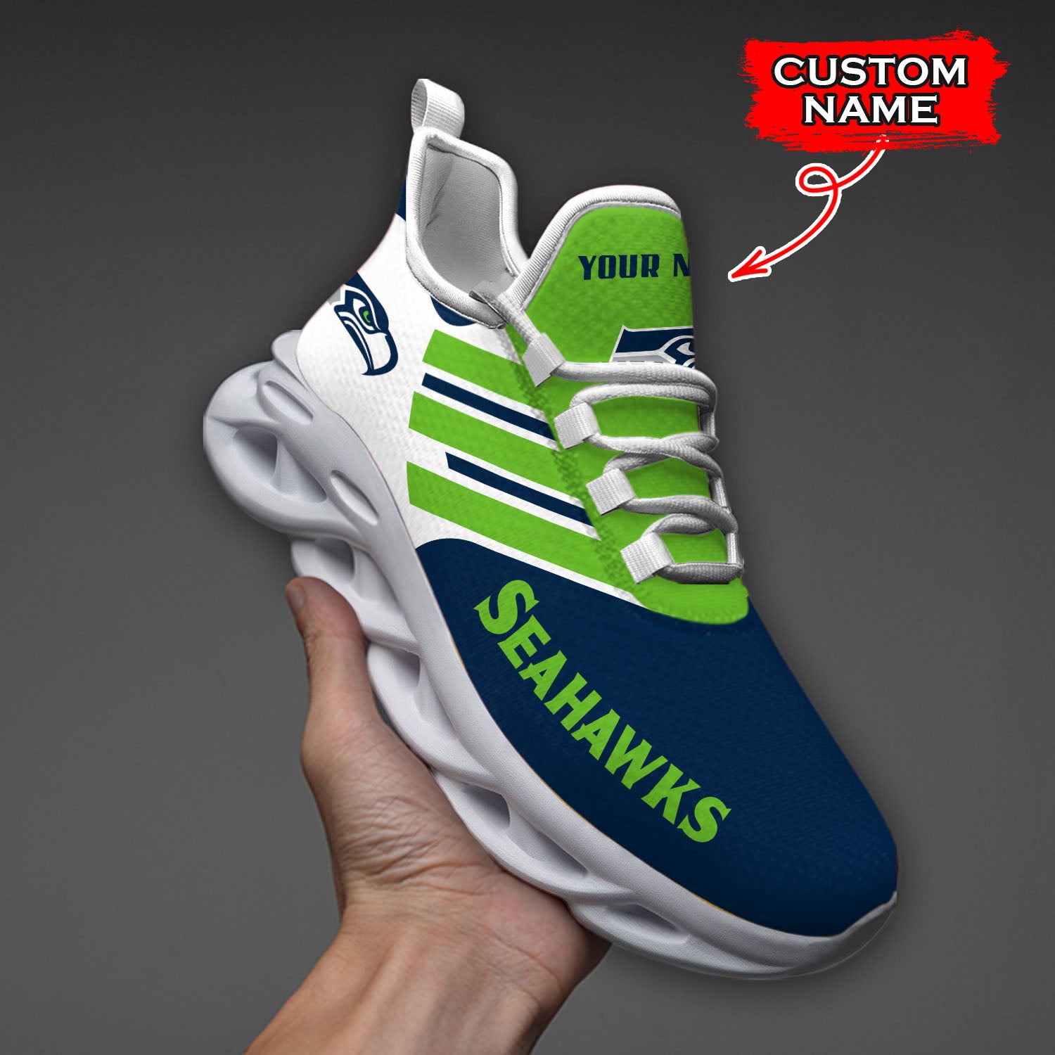 Personalized Seattle Seahawks NFL Max Soul Shoes Sneakers for Men And Women – NFL Football Fan Shoes, Team Sneakers