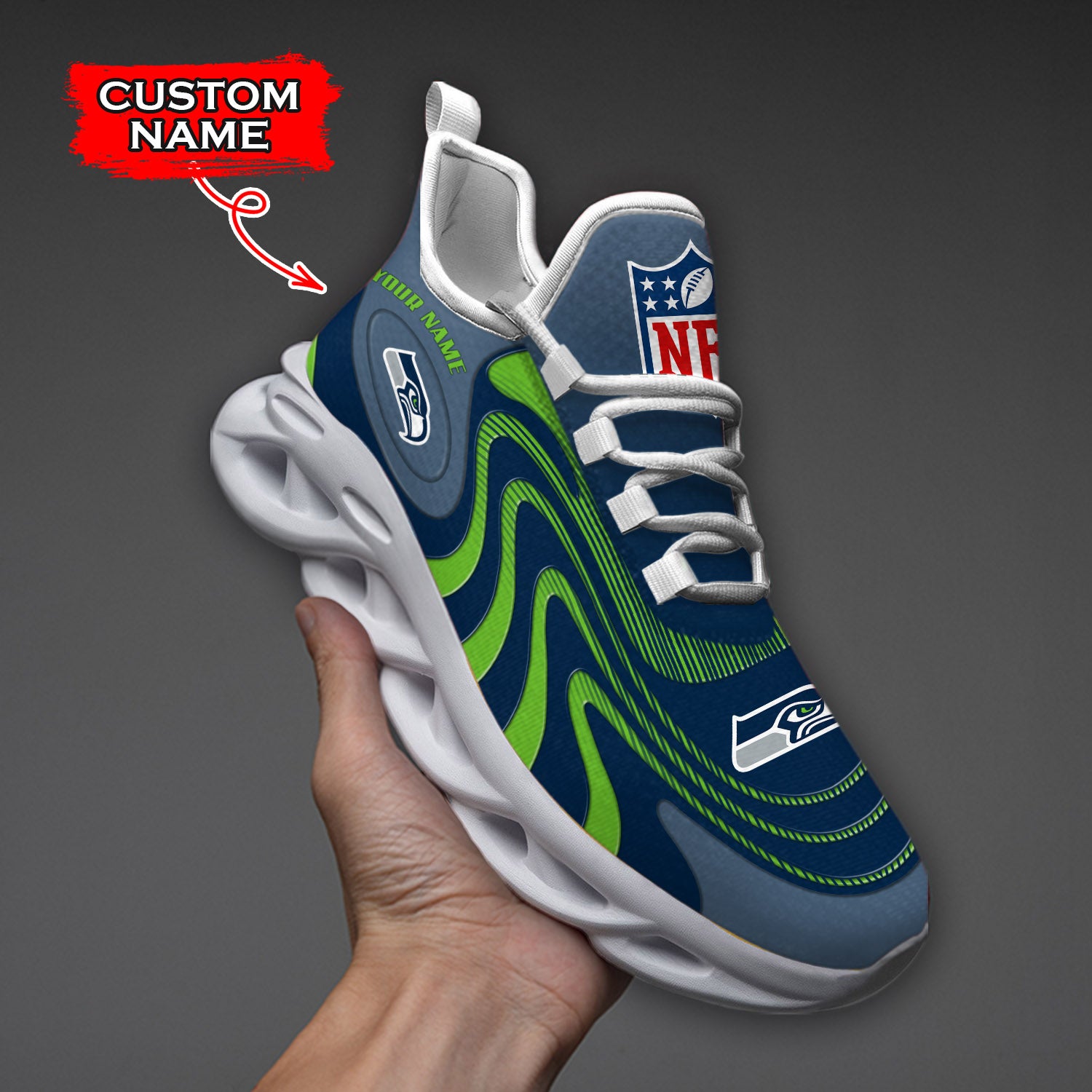 Personalized Seattle Seahawks NFL Max Soul Shoes Sneakers for Men And Women – NFL Football Fan Shoes, Team Sneakers