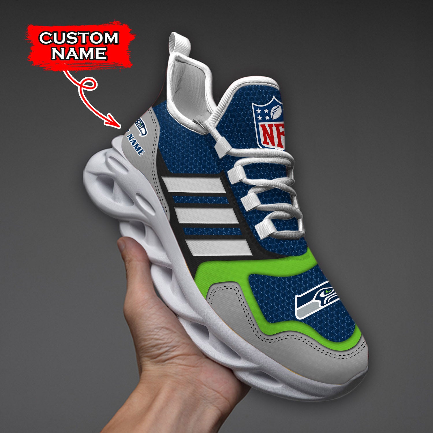 Personalized Seattle Seahawks NFL Max Soul ShoesSneakers for Men And Women – NFL Football Fan Shoes, Team Sneakers