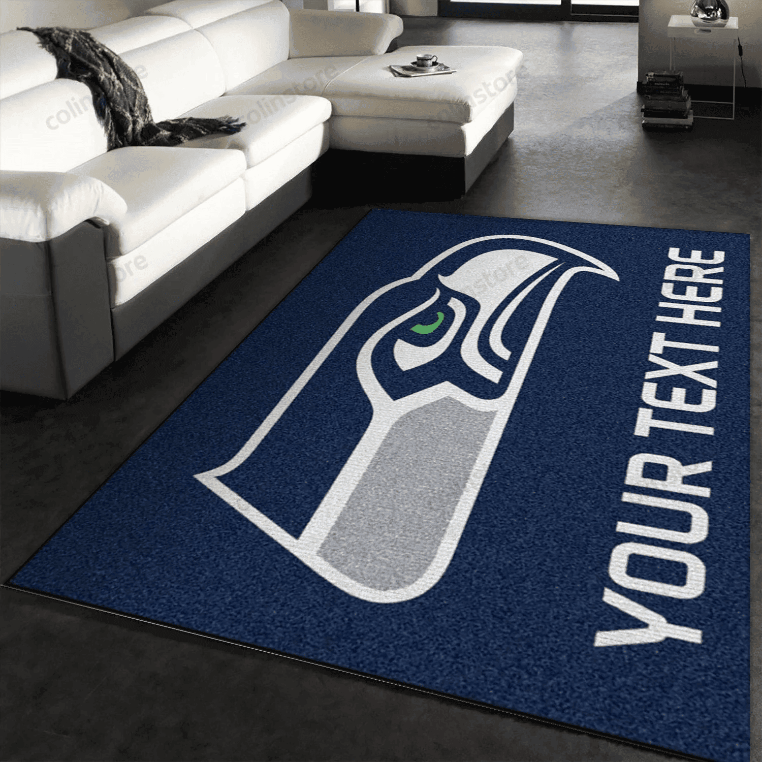 Personalized Seattle Seahawks Personalized Accent Rug Team Logos Rectangle Area Rug – Full Print Carpet For Living Room & Bedroom Home Decor