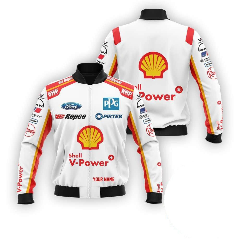 Personalized Shell V-Power Racing Team Bomber Jacket | Streetwear Jacket for Men & Women | Fan Gift