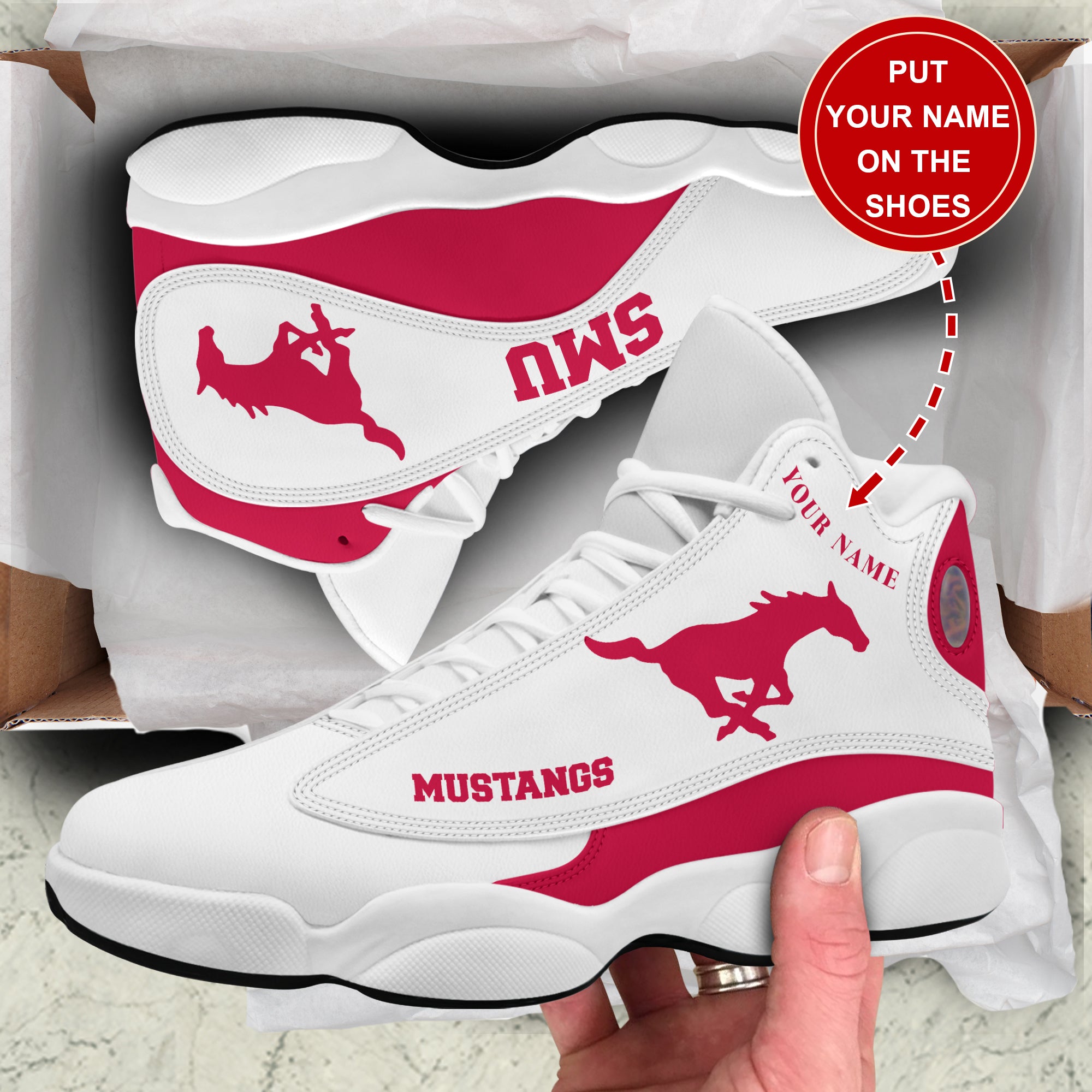 Personalized SMU Mustangs JD13 Sneakers Shoes for Men & Women | Custom Fan Gift