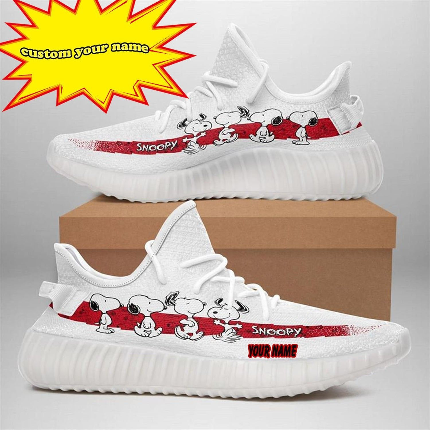 Personalized Snoopy White Shoes Sneakers