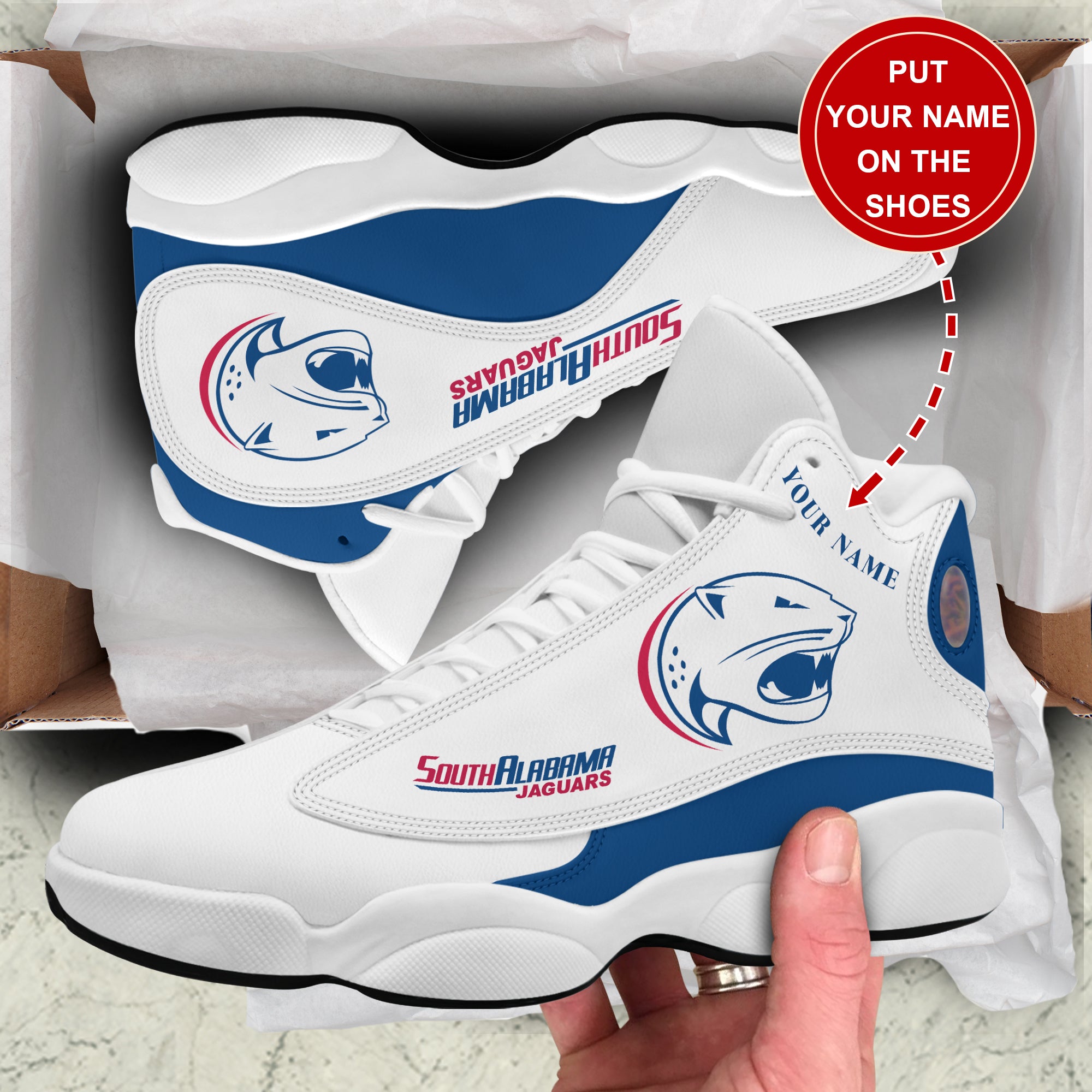 Personalized South Alabama Jaguars JD13 Sneakers Shoes for Men & Women | Custom Fan Gift