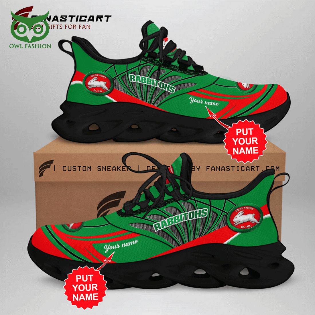 Personalized South Sydney Rabbitohs Max Soul Shoes Sneakers for Men And Women – Casual Shoes, Streetwear Shoes