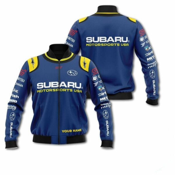 Personalized Subaru Motorsports USA Racing Bomber Jacket | Automotive Jacket for Men & Women | Car Fan Gift