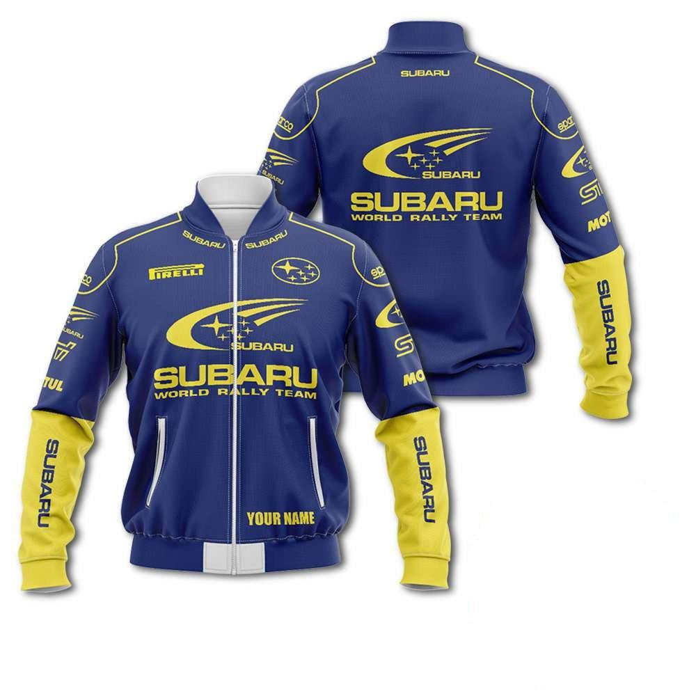 Personalized Subaru World Rally Team Bomber Jacket | Automotive Jacket for Men & Women | Car Fan Gift