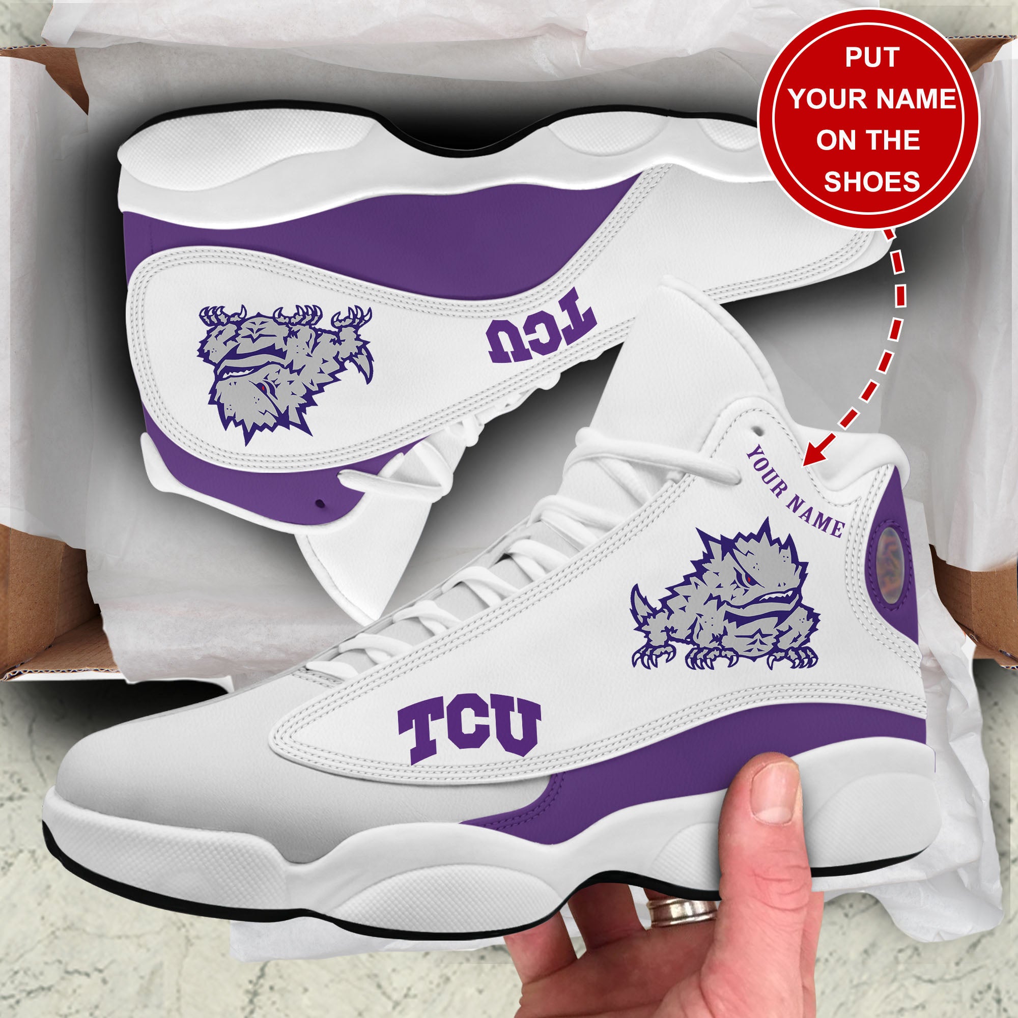Personalized TCU Horned Frogs JD13 Sneakers Shoes for Men & Women | Custom Fan Gift