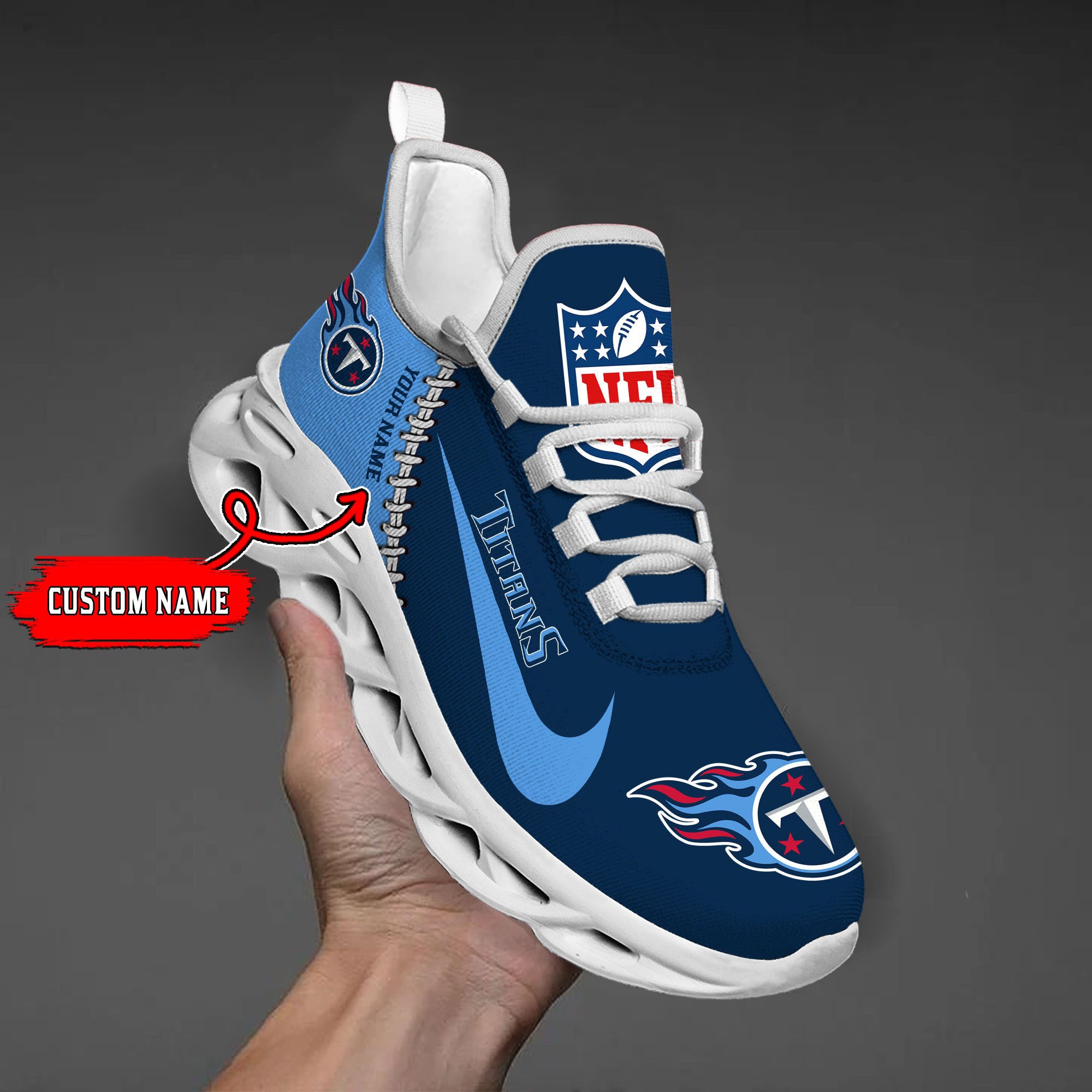 Personalized Tennessee Titans NFL Max Soul Shoes Sneakers for Men And Women – NFL Football Fan Shoes, Team Sneakers